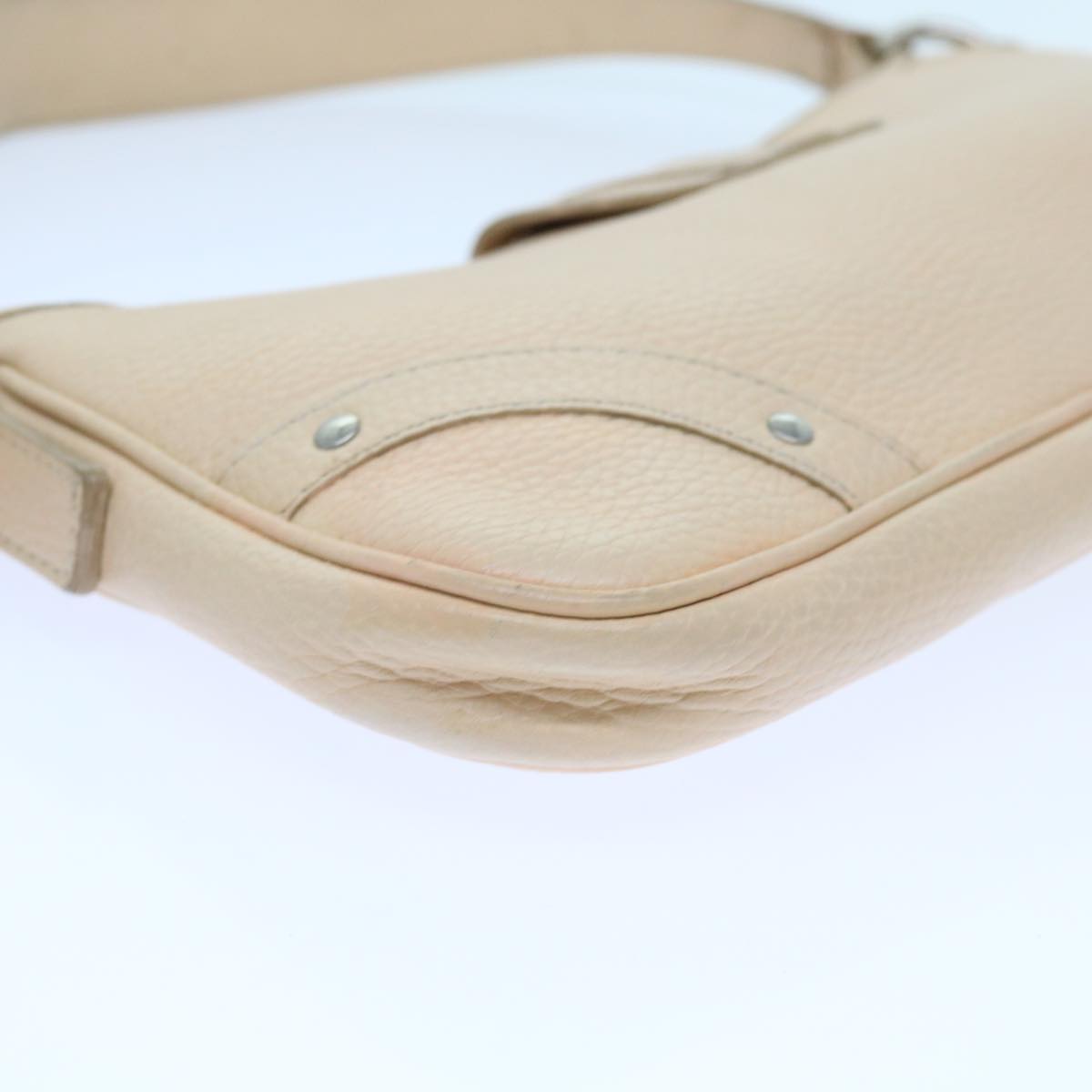 Burberry Shoulder Bag Leather Beige T-04-02 Auth bs9232