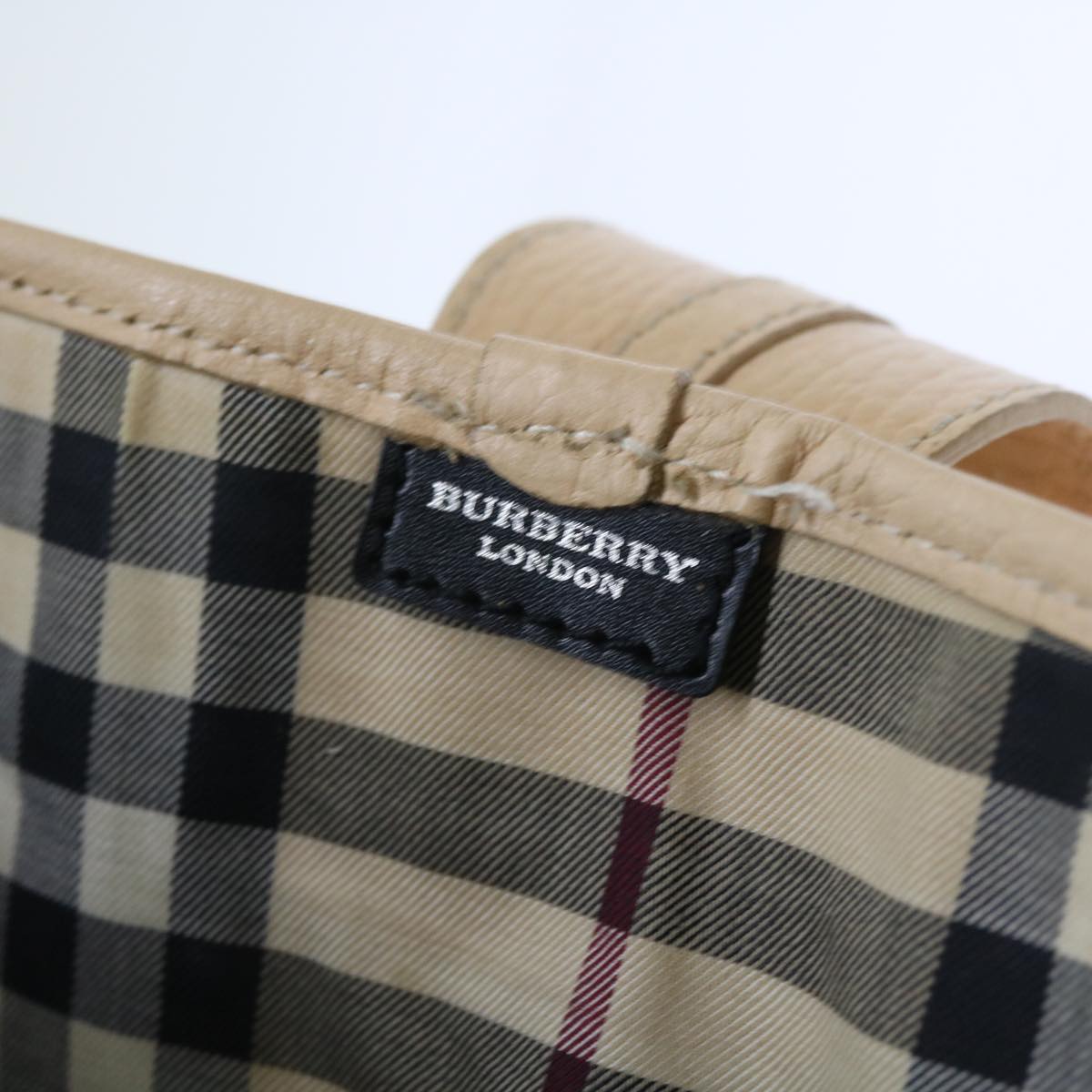 Burberry Shoulder Bag Leather Beige T-04-02 Auth bs9232