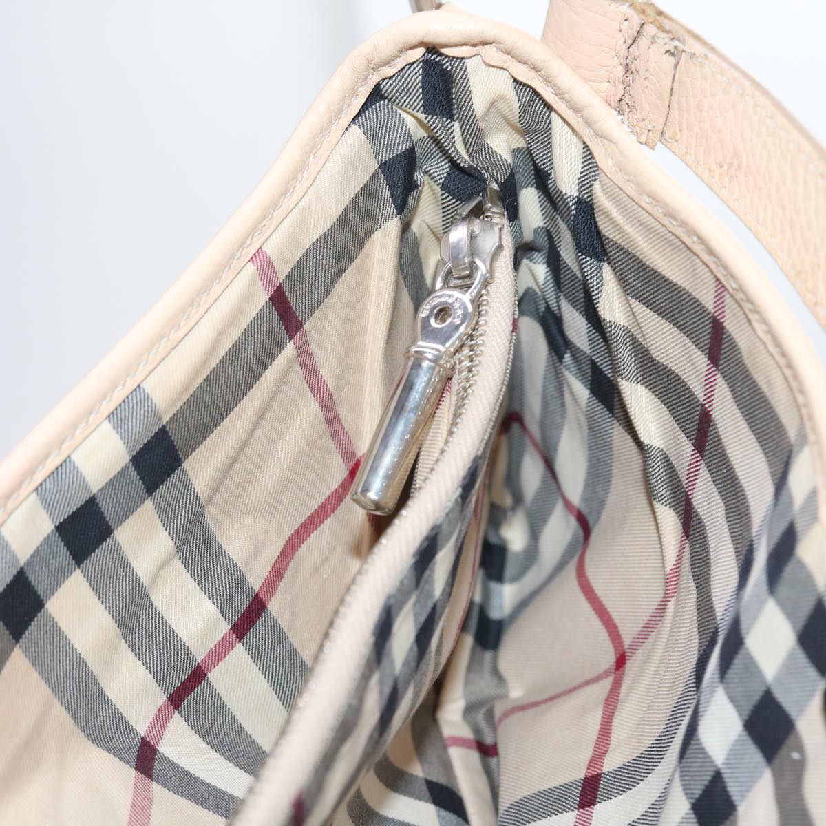 Burberry Shoulder Bag Leather Beige T-04-02 Auth bs9232