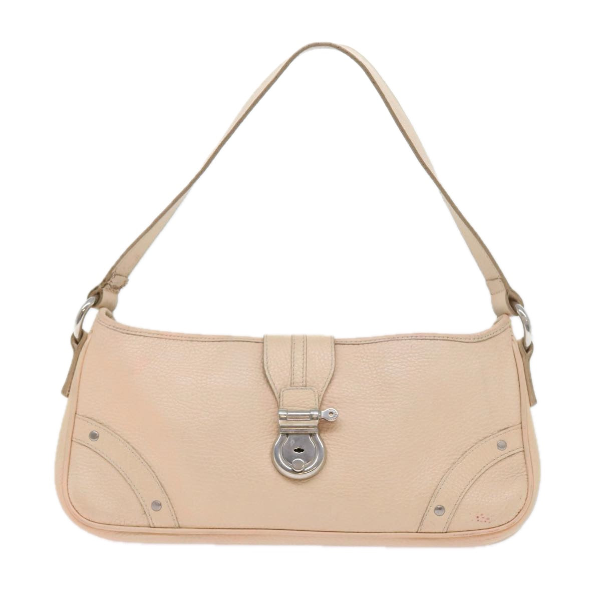 Burberry Shoulder Bag Leather Beige T-04-02 Auth bs9232