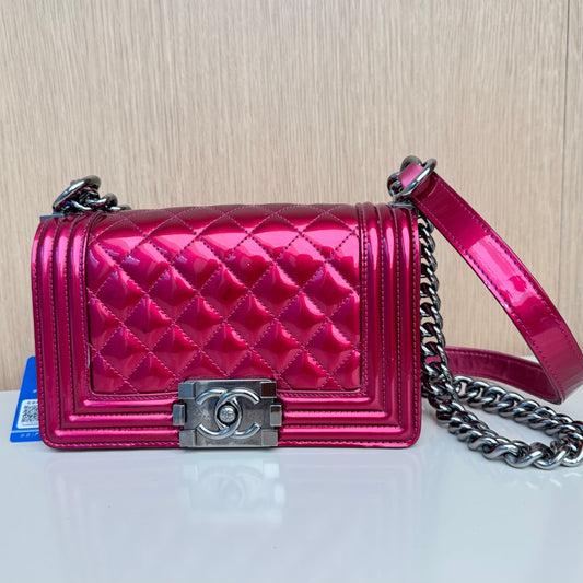 Chanel Small Metallic Boy Bag - Pink Shoulder Bags, Handbags