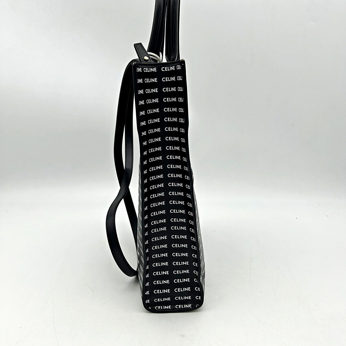 Céline Celine Small vertical Cabas Tote Canvas Tote Bag Black Cloth LA39597
