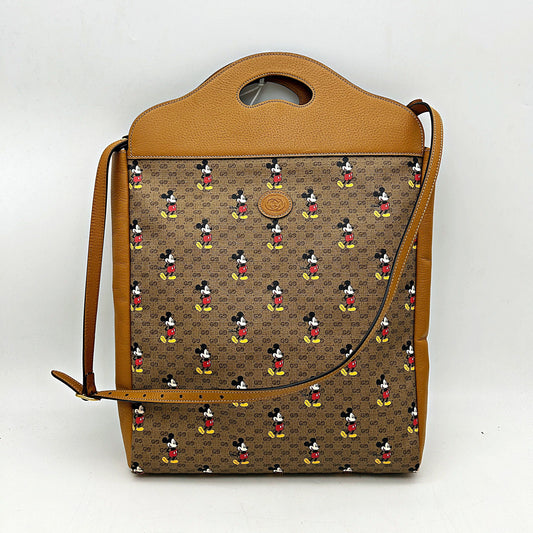GUCCI X DISNEY Mini Vintage GG Supreme Monogram Mickey Mouse Top Handle Tote Beige Vintage Sun Oil  LA37124