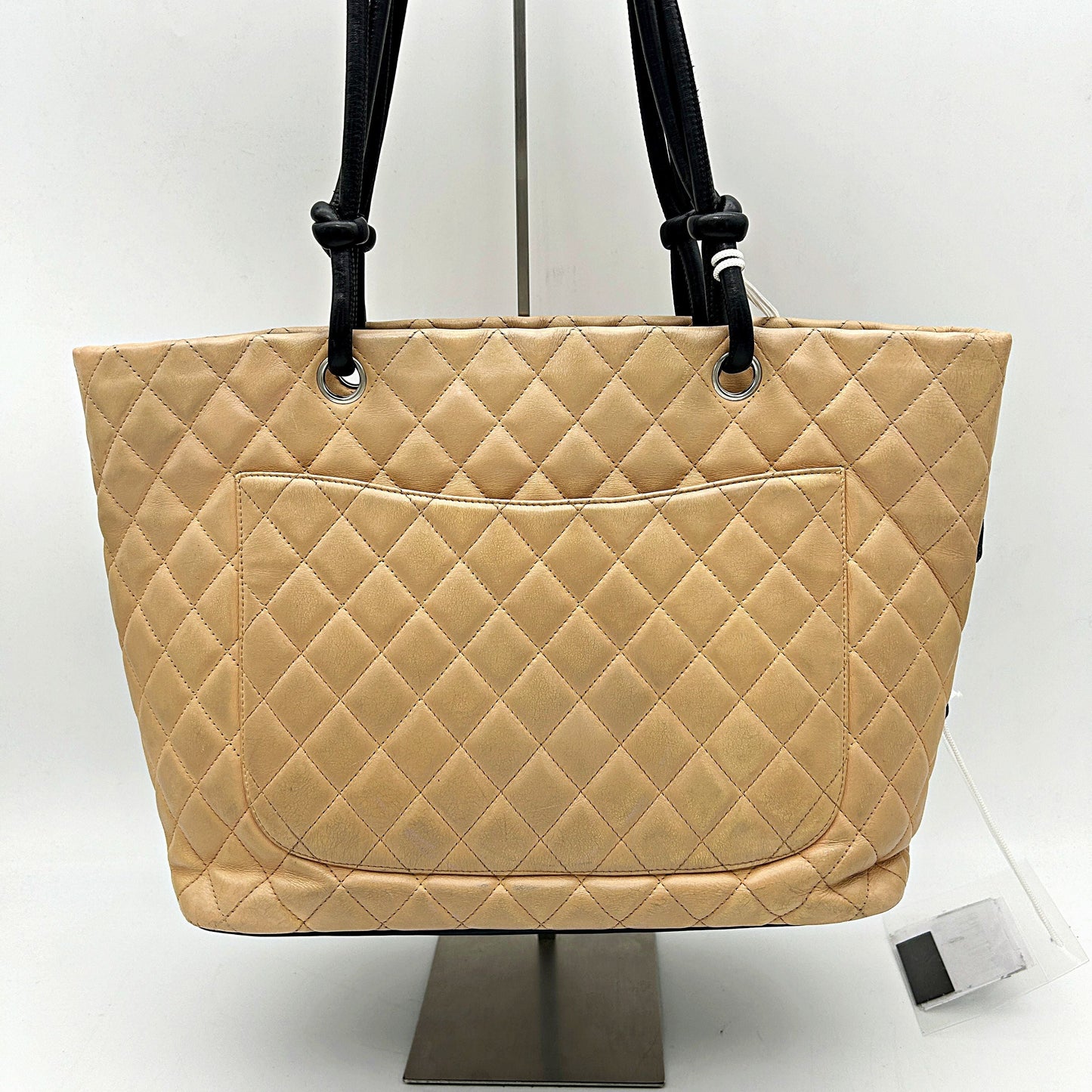 CHANEL | Bags | Chanel Cambon Nude Pink Black Cc Leather Tote Shoulder Bag LA13669