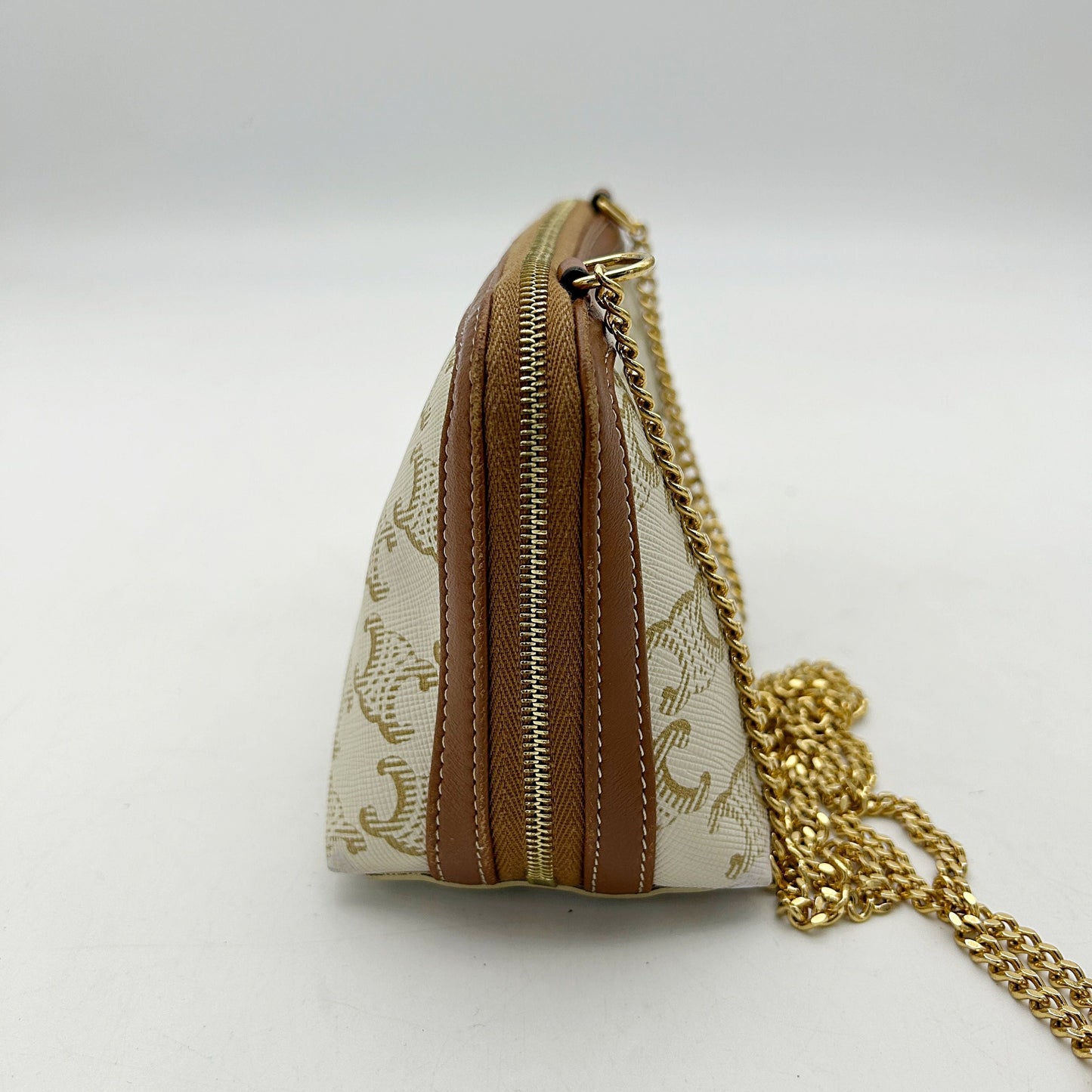 Céline Cream Celine Triomphe Clutch On Chain Crossbody Bag Leather LA41893