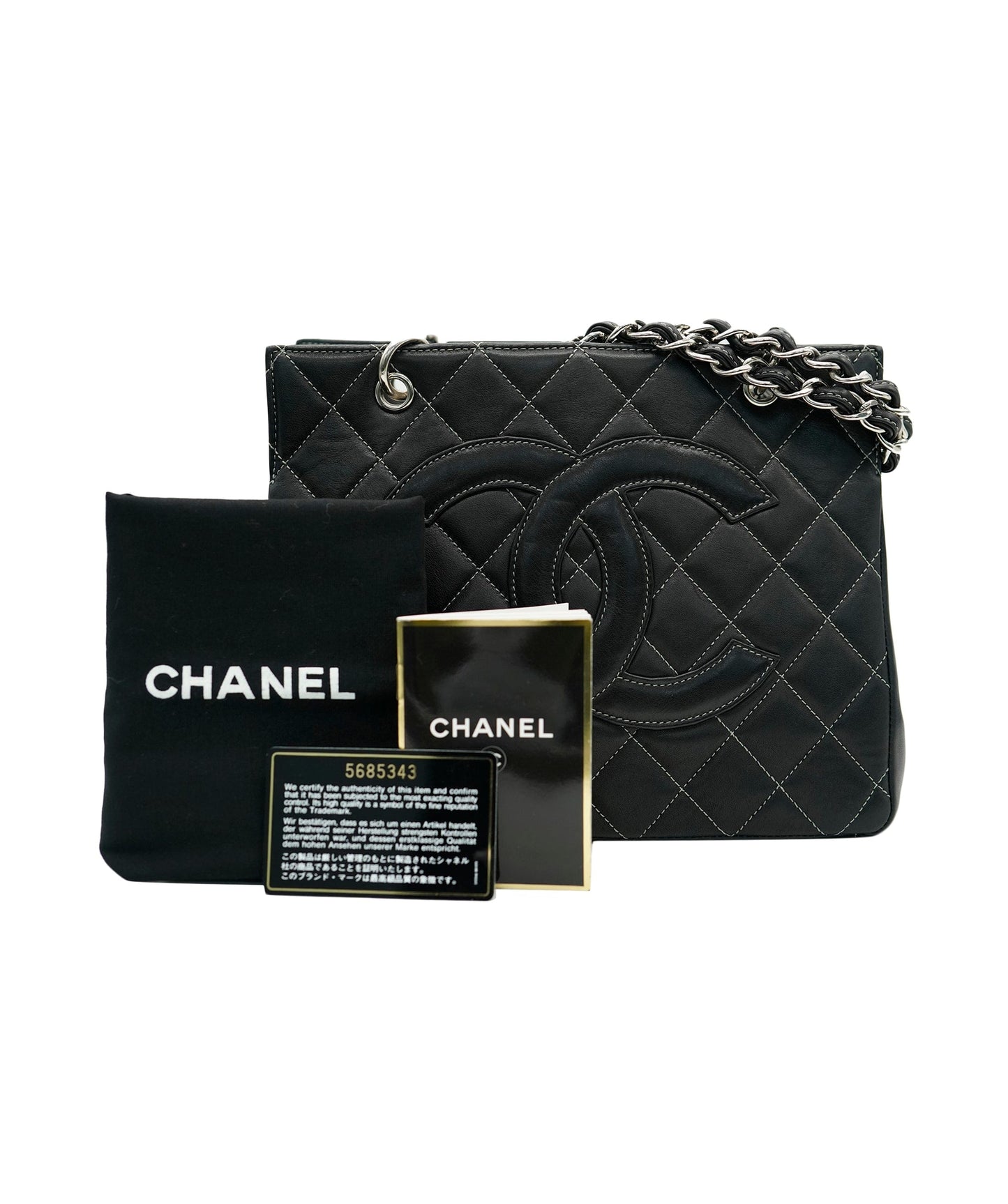 CHANEL Big COCO Chain Shoulder Bag Leather Black DBXS2169