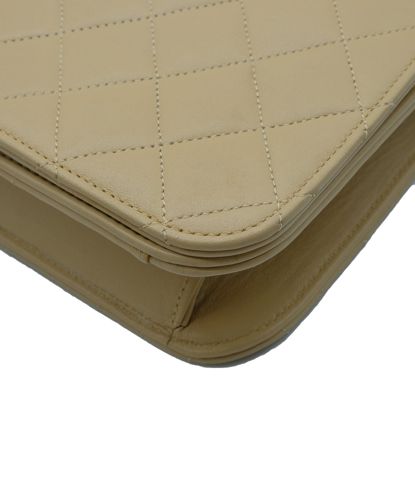 Chanel Matelasse Chain Shoulder Bag Leather Beige 90181284 RJL1913