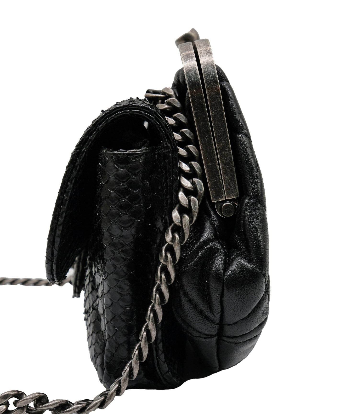 Chanel Python Black Chain Shoulder Bag RJC3737