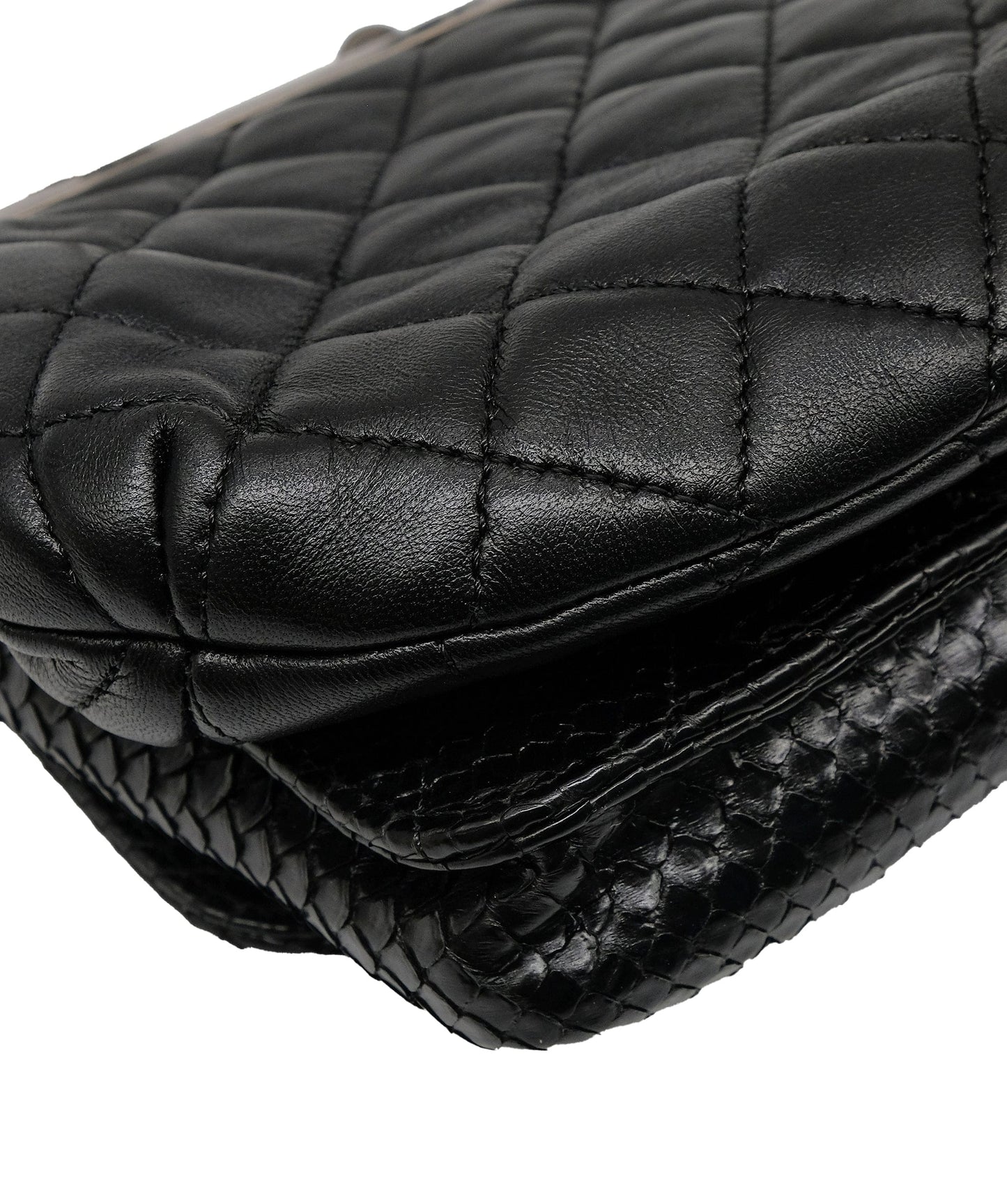 Chanel Python Black Chain Shoulder Bag RJC3737