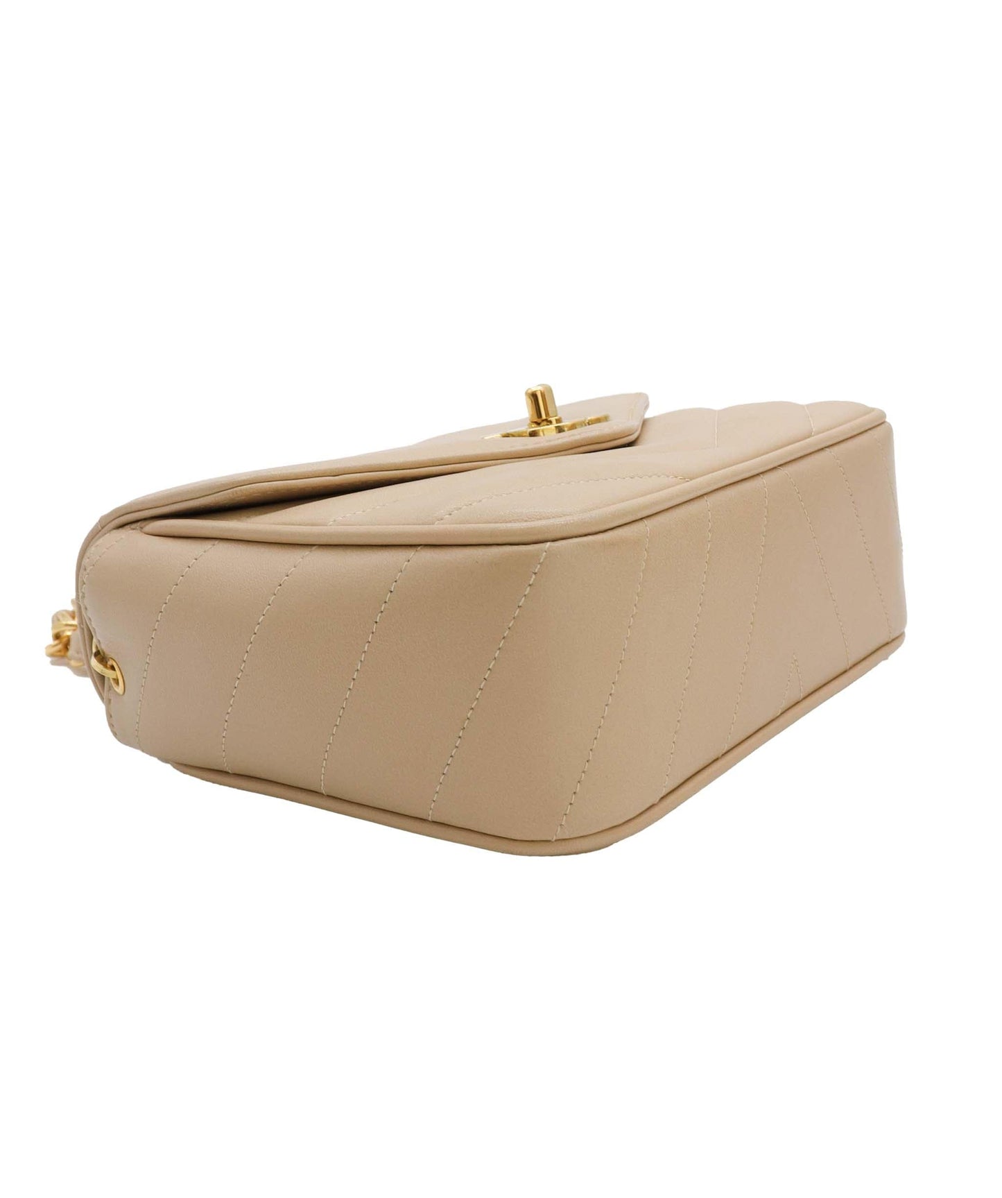 CHANEL V stitch ChainShoulder Beige  DXBS0985