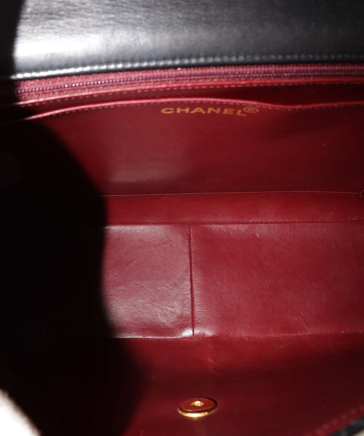 CHANEL VINTAGE MAXI MATELASSE 34 CHAIN SHOULDER BAG BLACK LAMB SKIN 90235964