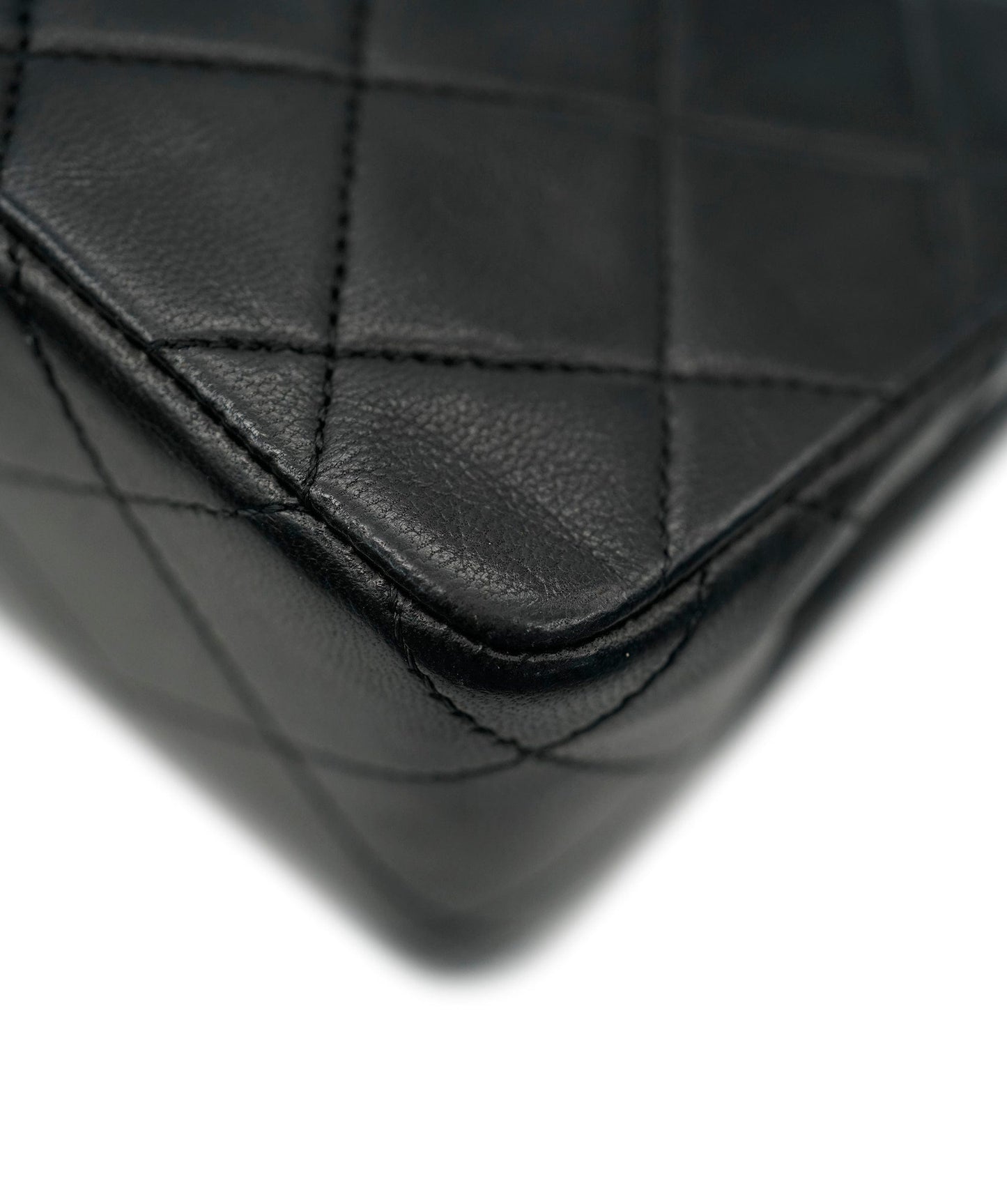 CHANEL VINTAGE MINI FULL FLAP CHAIN SHOULDER BAG BLACK LAMB SKIN DBXS2155