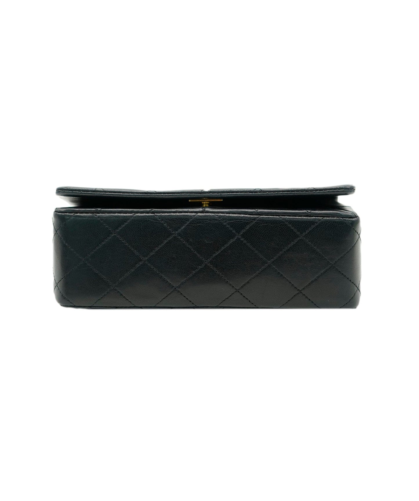 CHANEL VINTAGE MINI FULL FLAP CHAIN SHOULDER BAG BLACK LAMB SKIN DBXS2155
