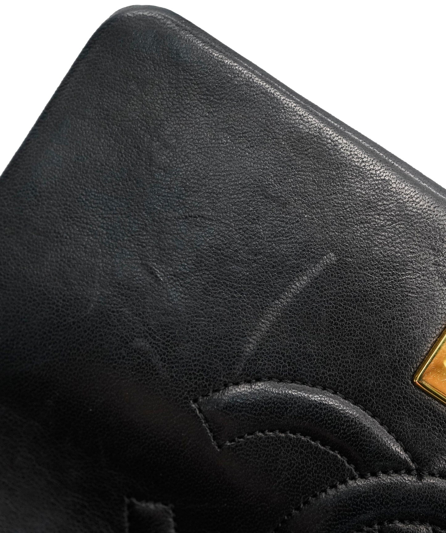 CHANEL VINTAGE MINI FULL FLAP CHAIN SHOULDER BAG BLACK LAMB SKIN DBXS2155