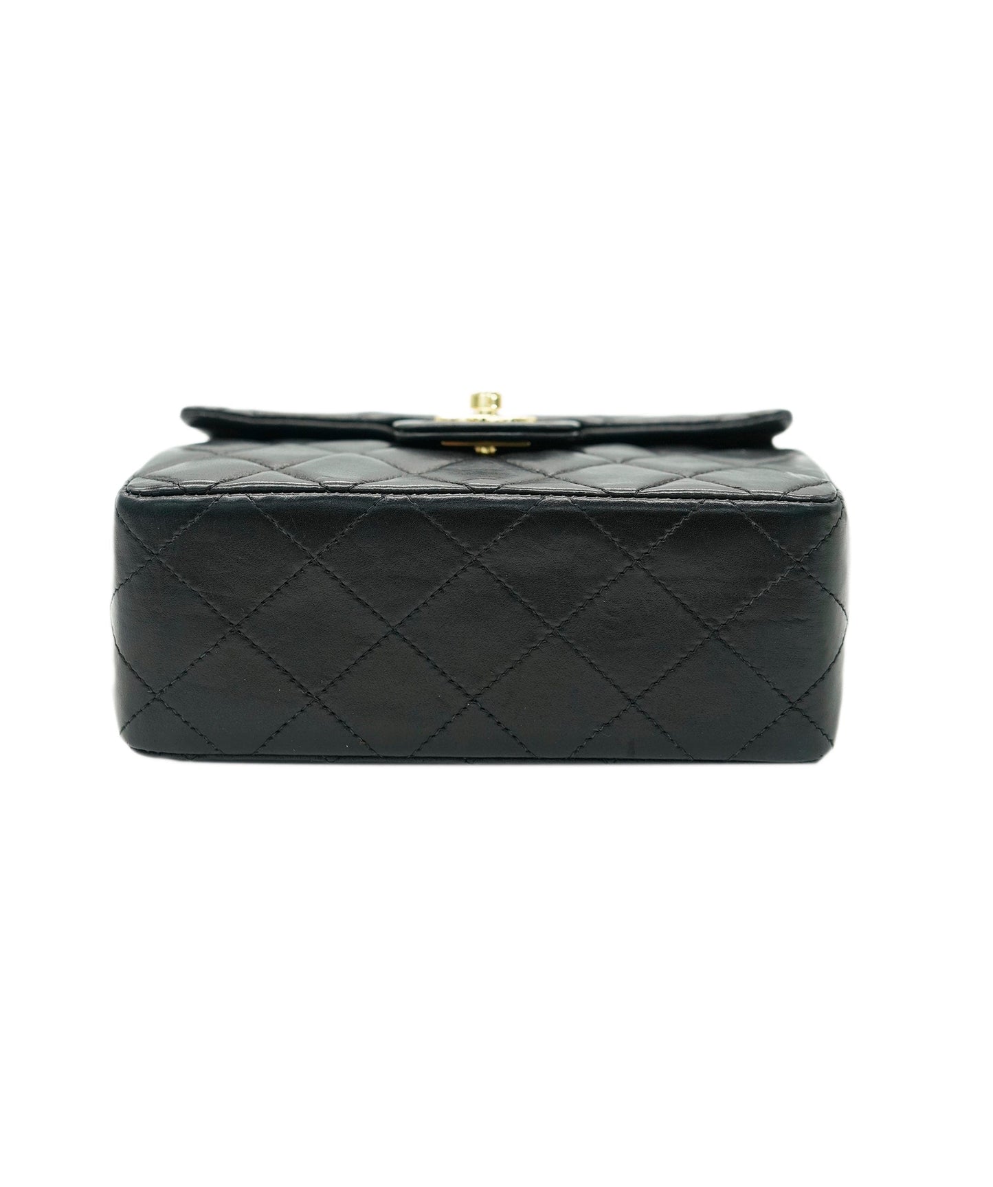 CHANEL VINTAGE MINI SQUARE 17 CHAIN SHOULDER BAG BLACK LAMB SKIN DBXS0014