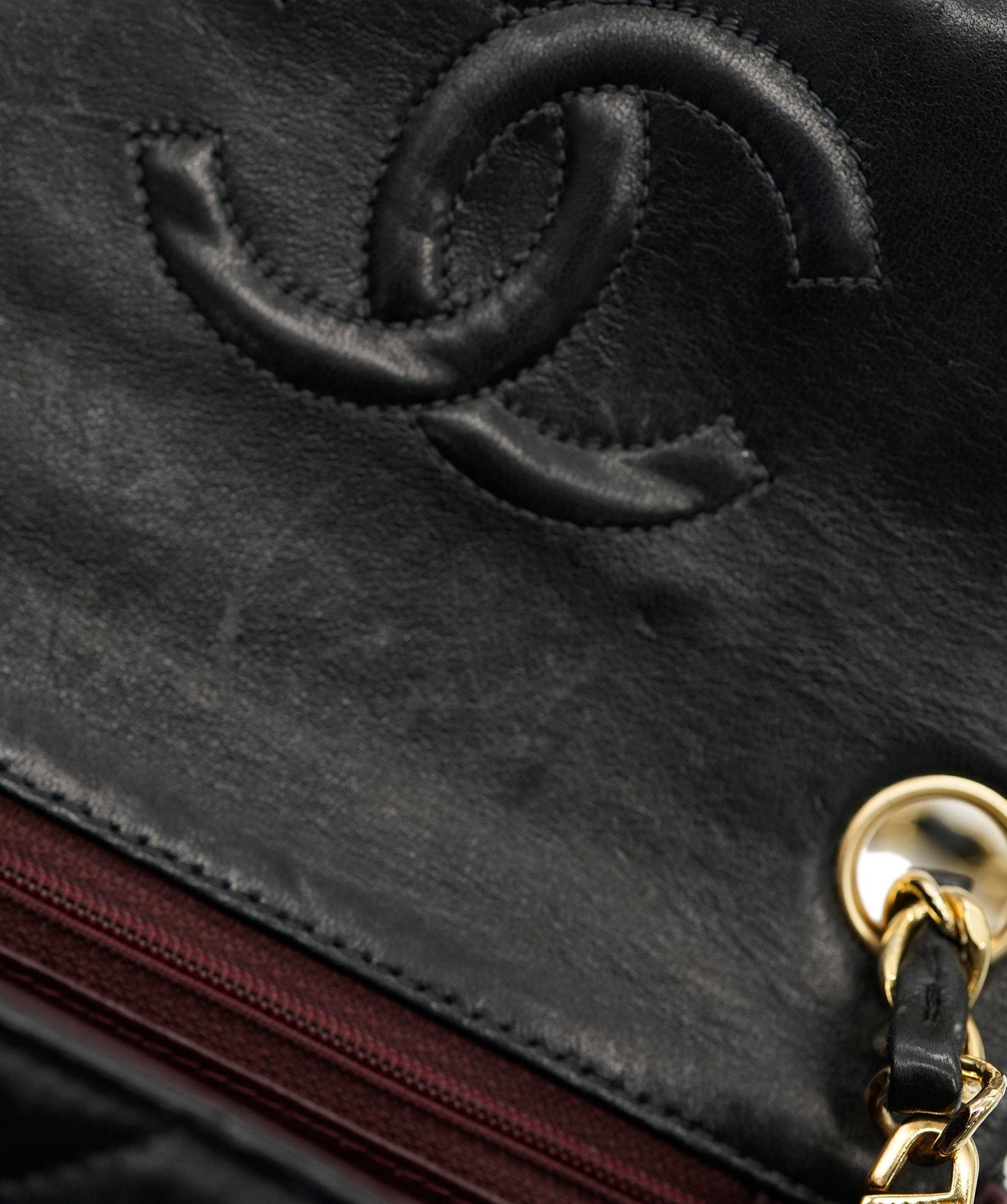 CHANEL VINTAGE MINI SQUARE 17 CHAIN SHOULDER BAG BLACK LAMB SKIN DBXS0014
