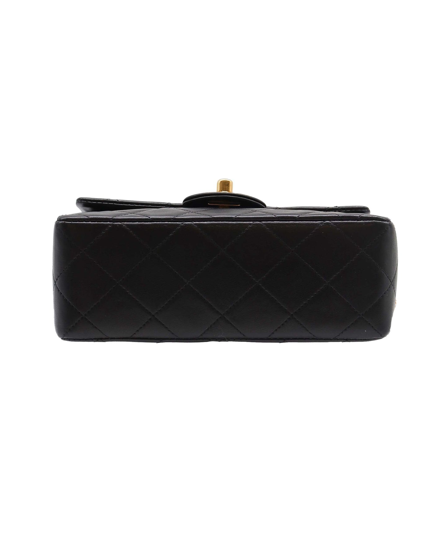 CHANEL VINTAGE MINI SQUARE 17 CHAIN SHOULDER BAG BLACK LAMB SKIN DXBS2219