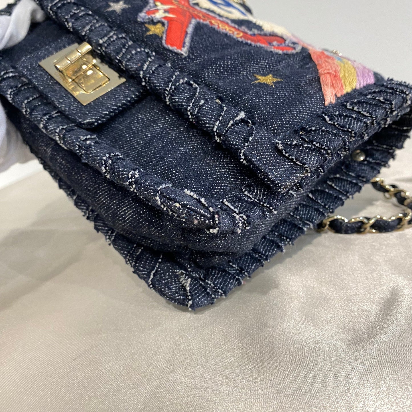 CHANEL VINTAGE 2.55 NIGHT FLIGHT CHAIN SHOULDER BAG DENIM 90214964