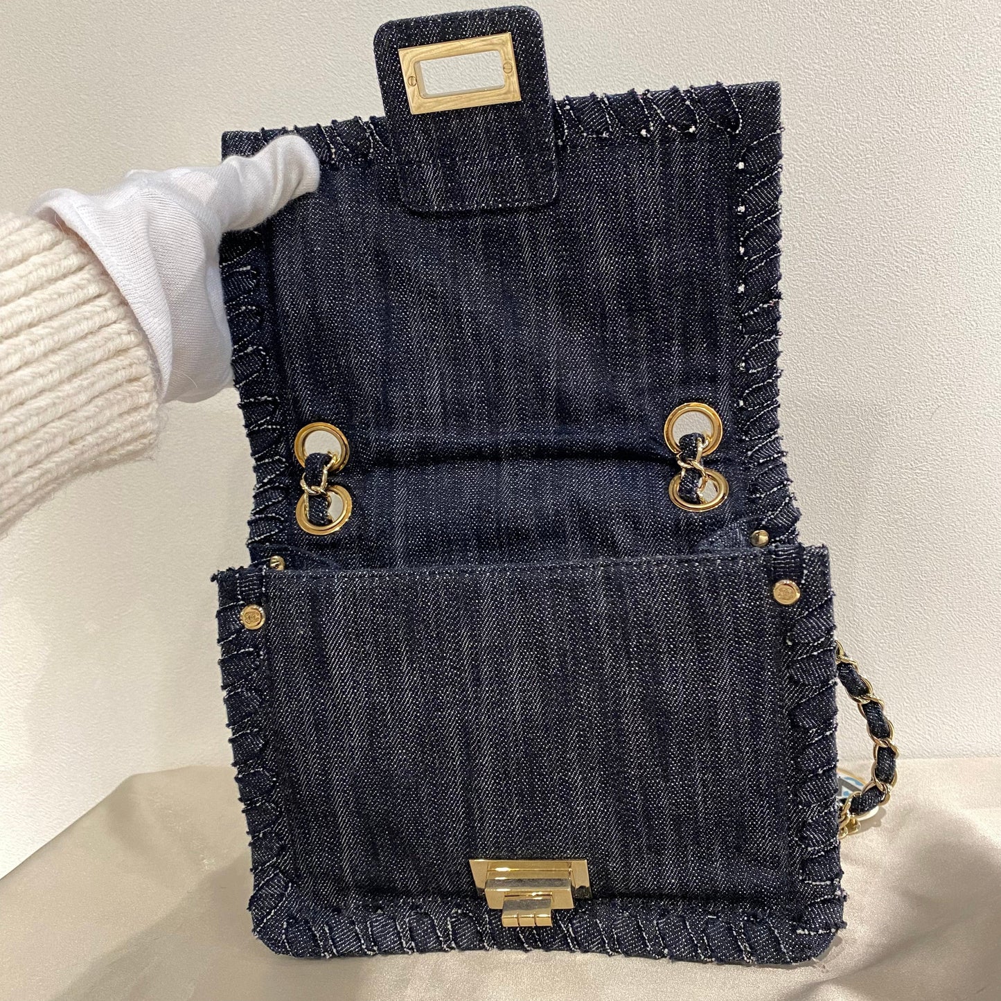 CHANEL VINTAGE 2.55 NIGHT FLIGHT CHAIN SHOULDER BAG DENIM 90214964