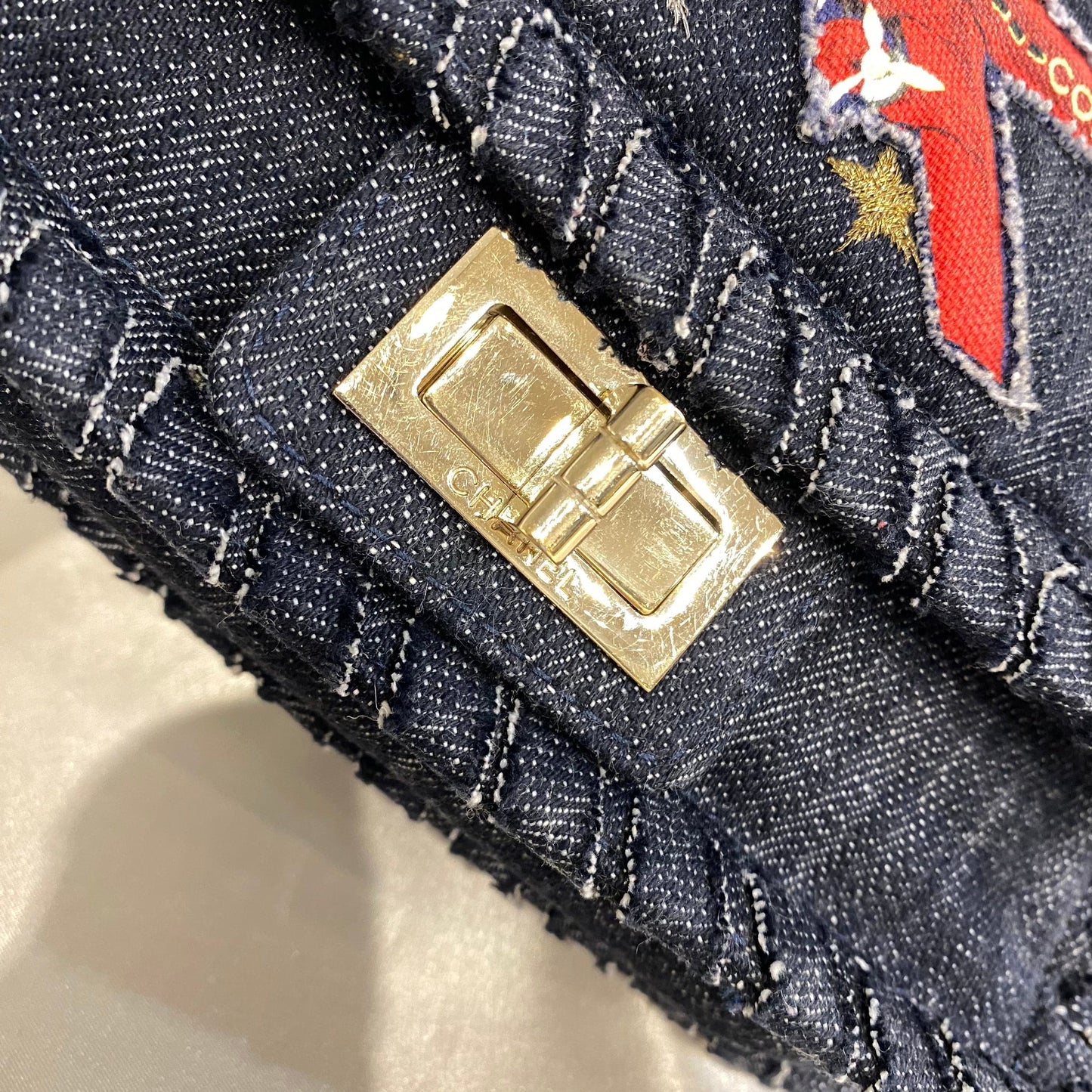 CHANEL VINTAGE 2.55 NIGHT FLIGHT CHAIN SHOULDER BAG DENIM 90214964