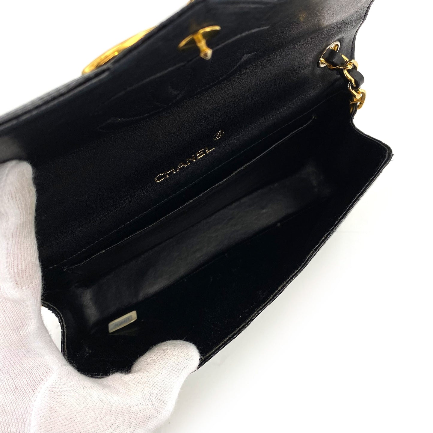 CHANEL VINTAGE BIG COCO CHAIN SHOULDER BAG BLACK LIZARD 5
