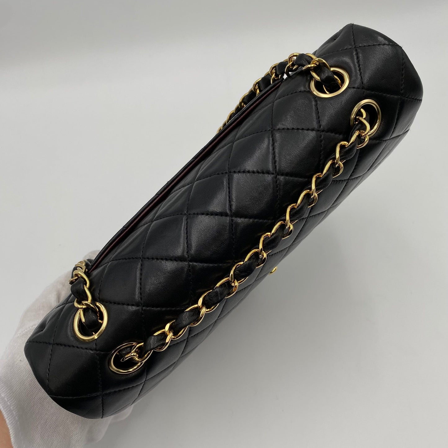 CHANEL VINTAGE CLASSIC FLAP MEDIUM CHAIN SHOULDER BAG BLACK LAMB SKIN 90221257