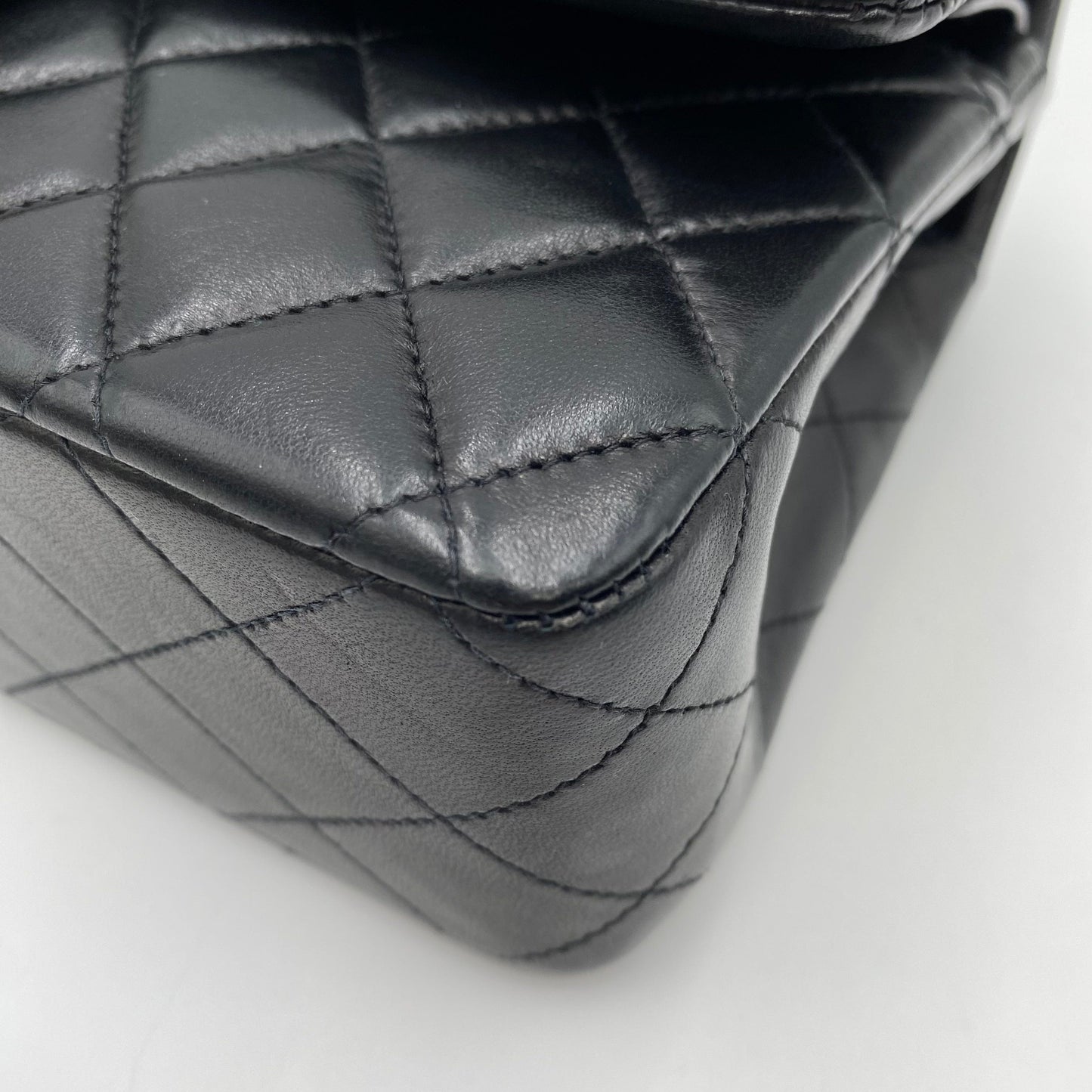 CHANEL VINTAGE CLASSIC FLAP MEDIUM CHAIN SHOULDER BAG BLACK LAMB SKIN 90221257