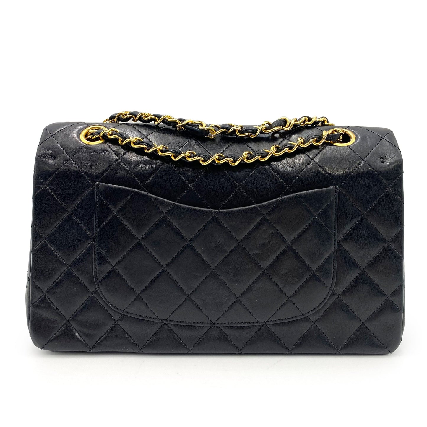 CHANEL VINTAGE CLASSIC FLAP MEDIUM CHAIN SHOULDER BAG BLACK LAMB SKIN 90236748