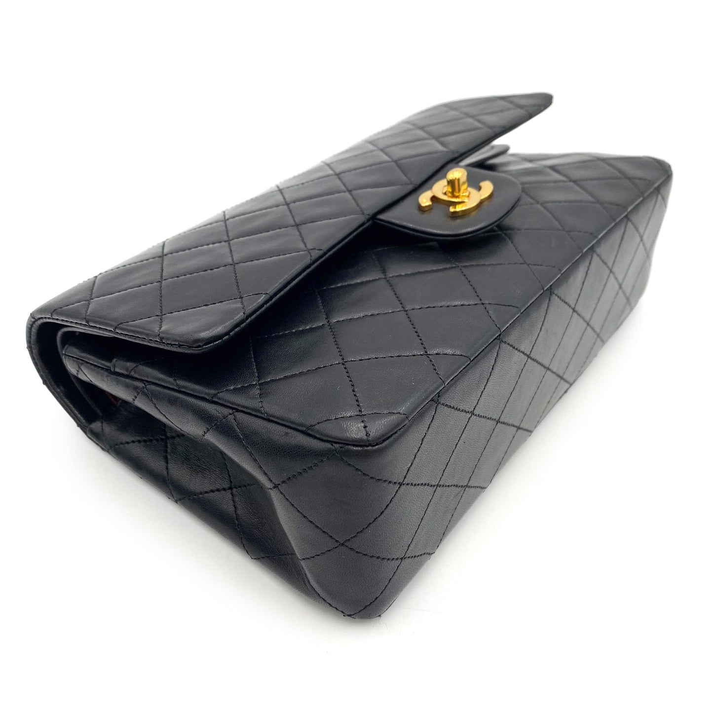CHANEL VINTAGE CLASSIC FLAP MEDIUM CHAIN SHOULDER BAG BLACK LAMB SKIN 90236748