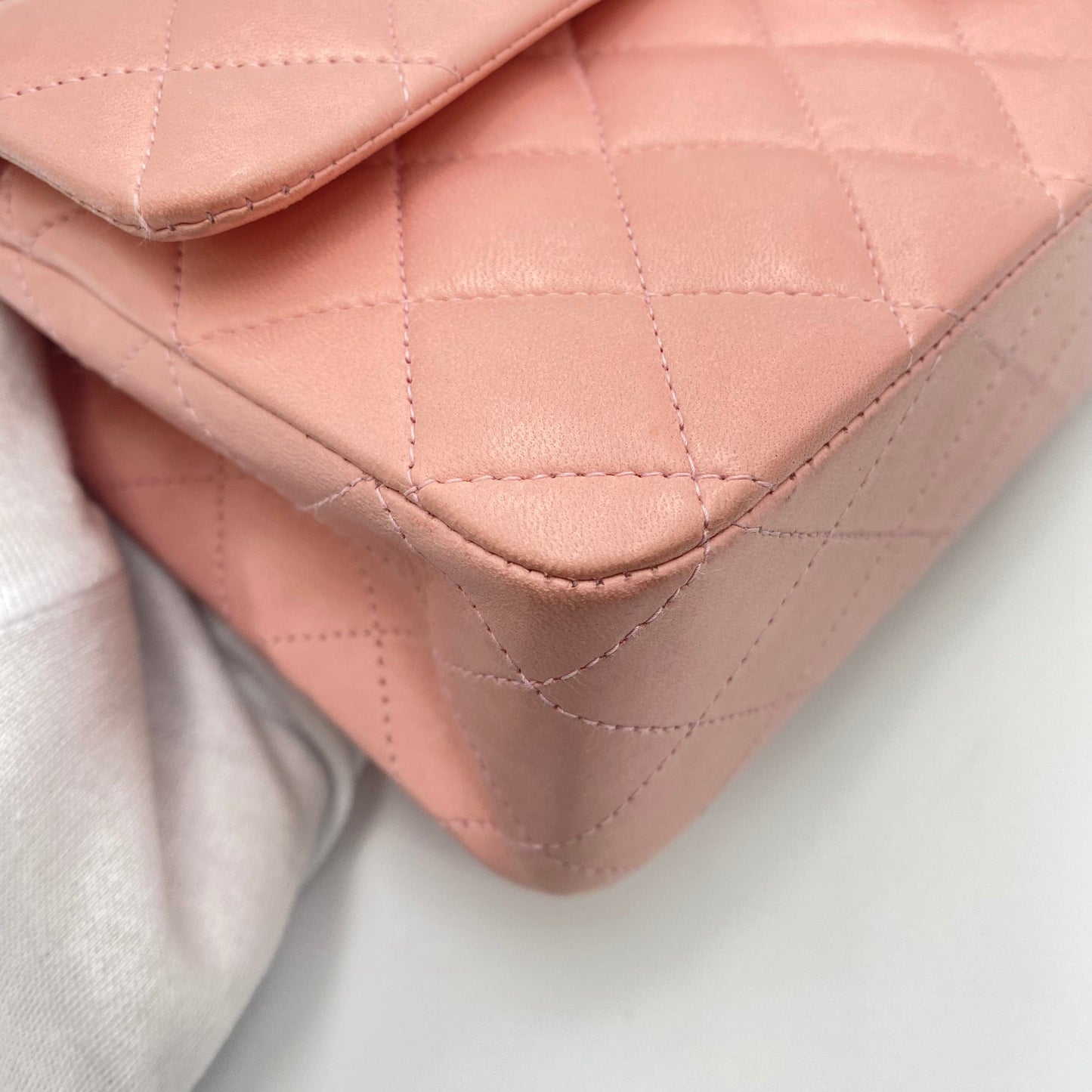 CHANEL VINTAGE CLASSIC FLAP MEDIUM CHAIN SHOULDER BAG PINK LAMB SKIN
