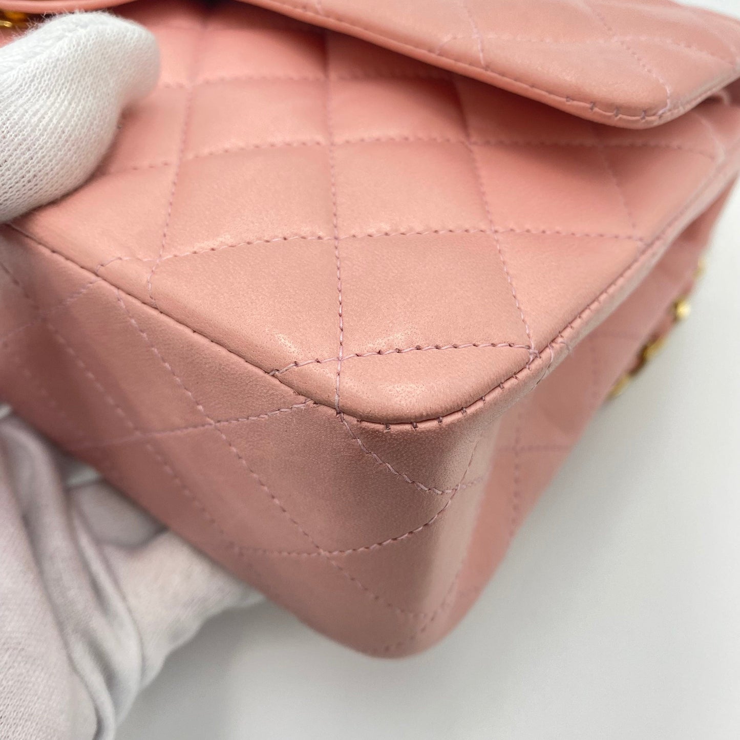 CHANEL VINTAGE CLASSIC FLAP MEDIUM CHAIN SHOULDER BAG PINK LAMB SKIN