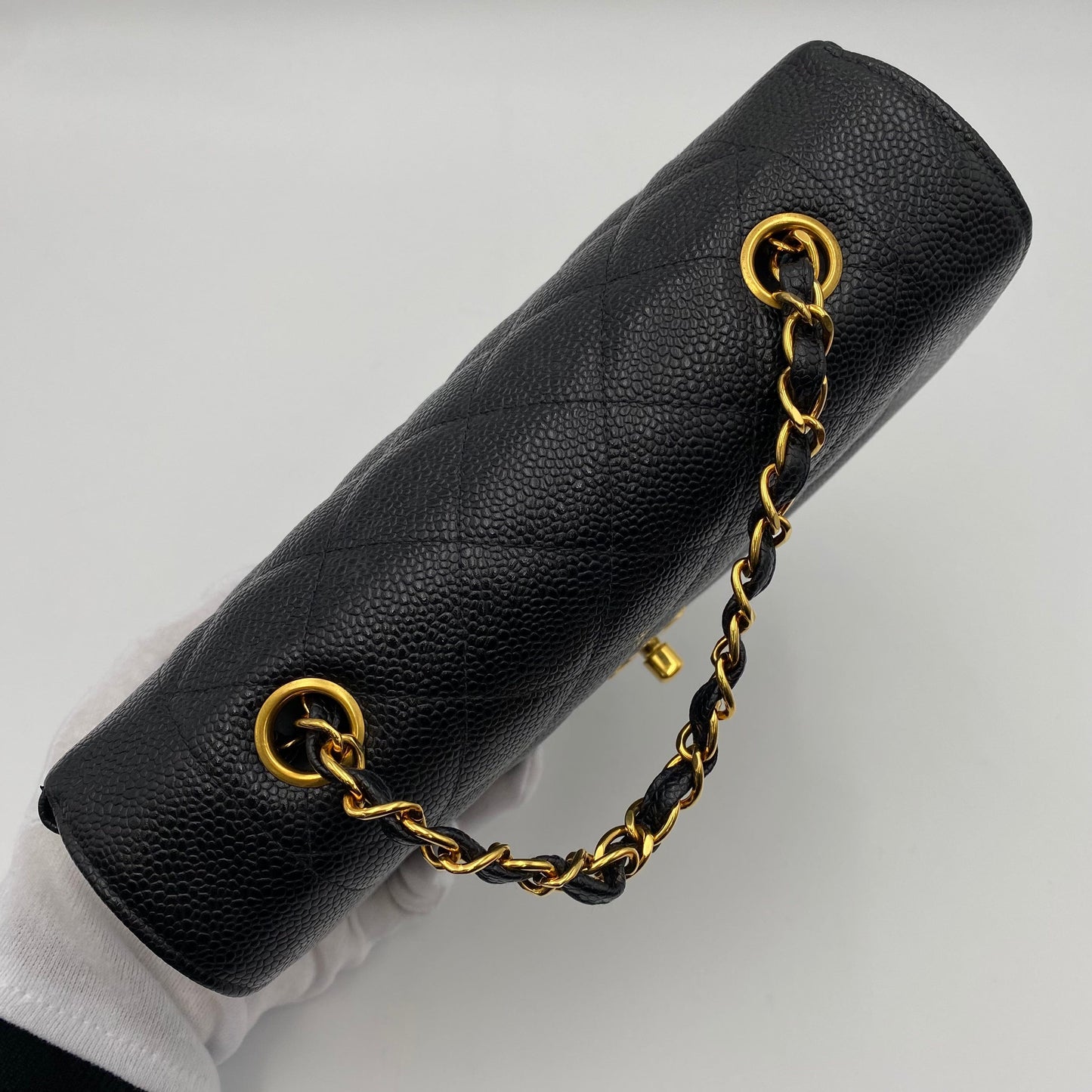 CHANEL VINTAGE DIANA SMALL CHAIN SHOULDER BAG BLACK CAVIAR SKIN 90219632