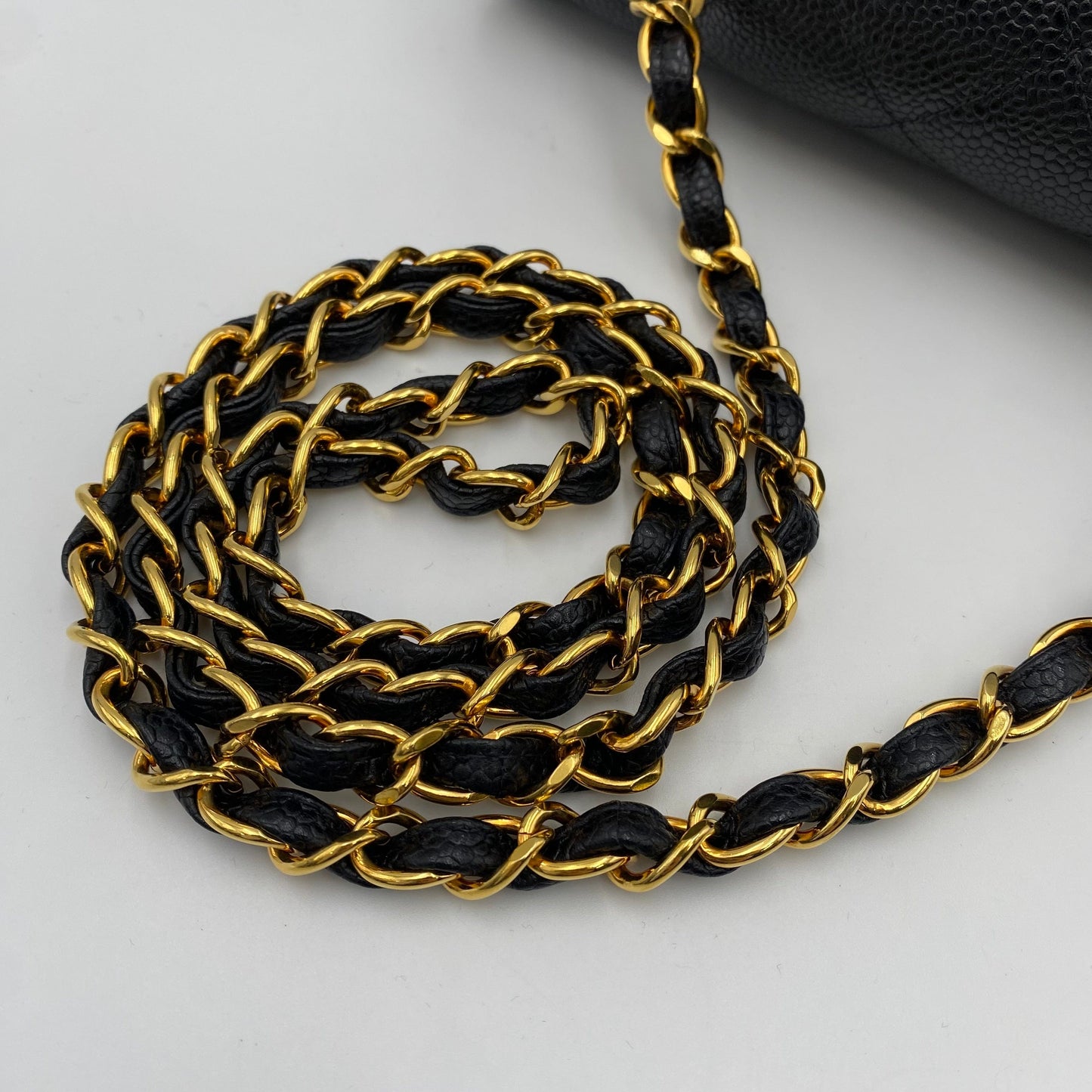 CHANEL VINTAGE DIANA SMALL CHAIN SHOULDER BAG BLACK CAVIAR SKIN 90219632
