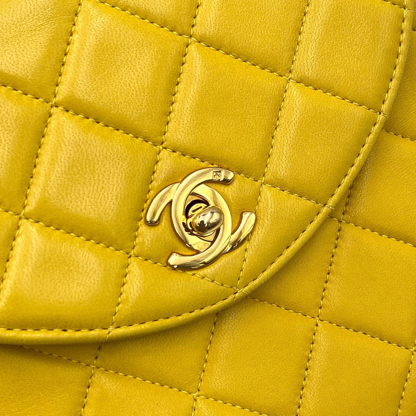 CHANEL VINTAGE MATELASSE SHOULDER BAG YELLOW LAMB SKIN 90227445