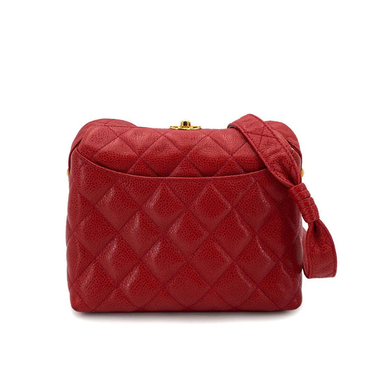 CHANEL VINTAGE MATELASSE SHOULDER BAG RED CAVIAR SKIN 90248364