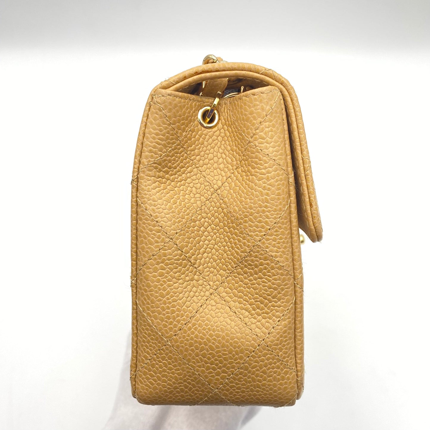 CHANEL VINTAGE MINI SQUARE 17 CHAIN SHOULDER BAG BEIGE CAVIR SKIN 90220262