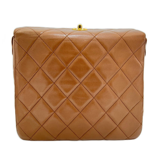 CHANEL VINTAGE SHOULDER BAG BROWN LAMB SKIN 90199511