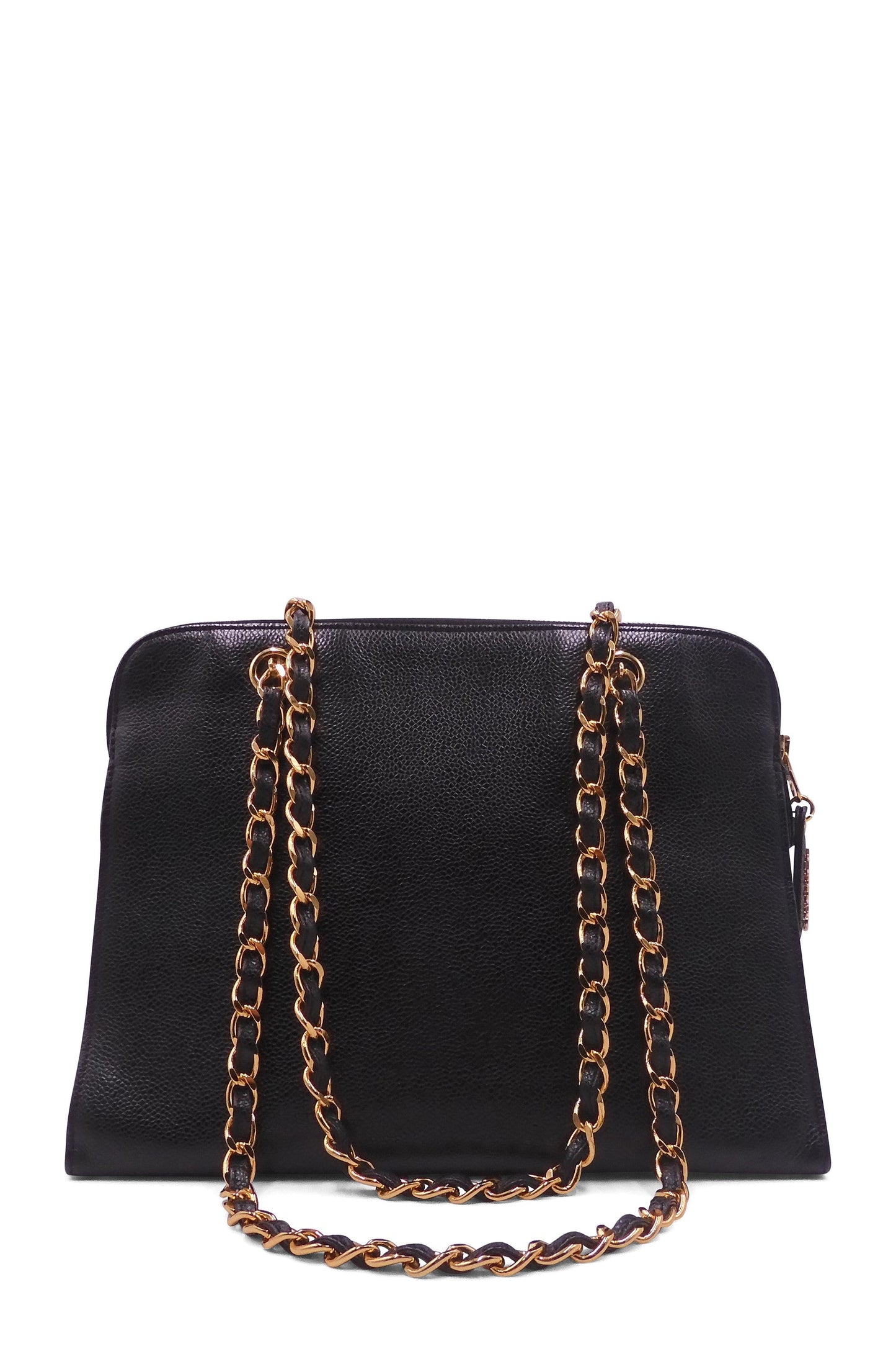 Vintage Caviar Front Pocket Shoulder Bag Black
