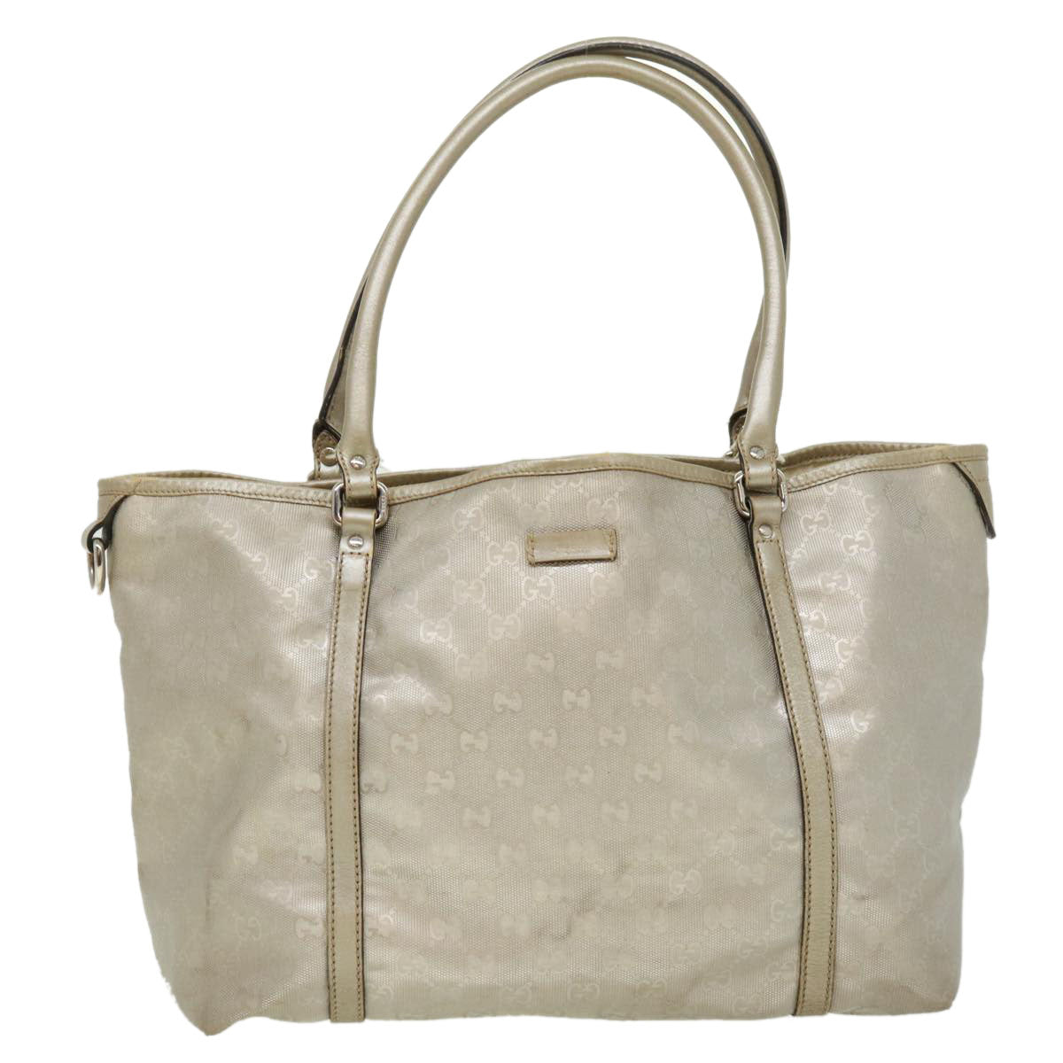 GUCCI GG Canvas Tote Bag Silver  cl184