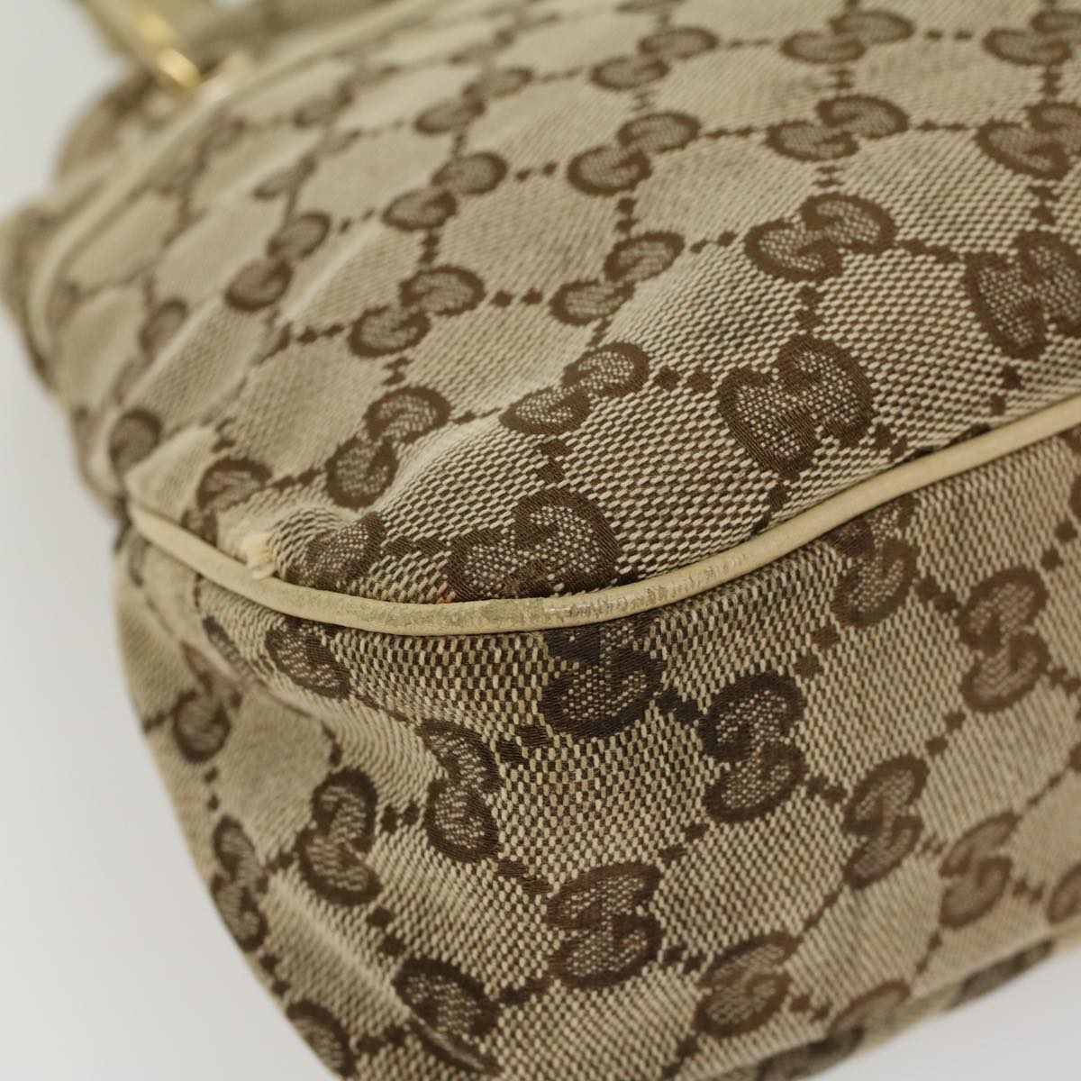 GUCCI GG Canvas Shoulder Bag Beige White 121023  cl571