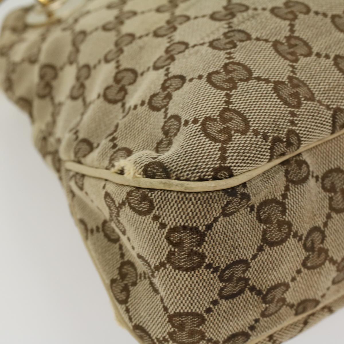GUCCI GG Canvas Shoulder Bag Beige White 121023  cl571