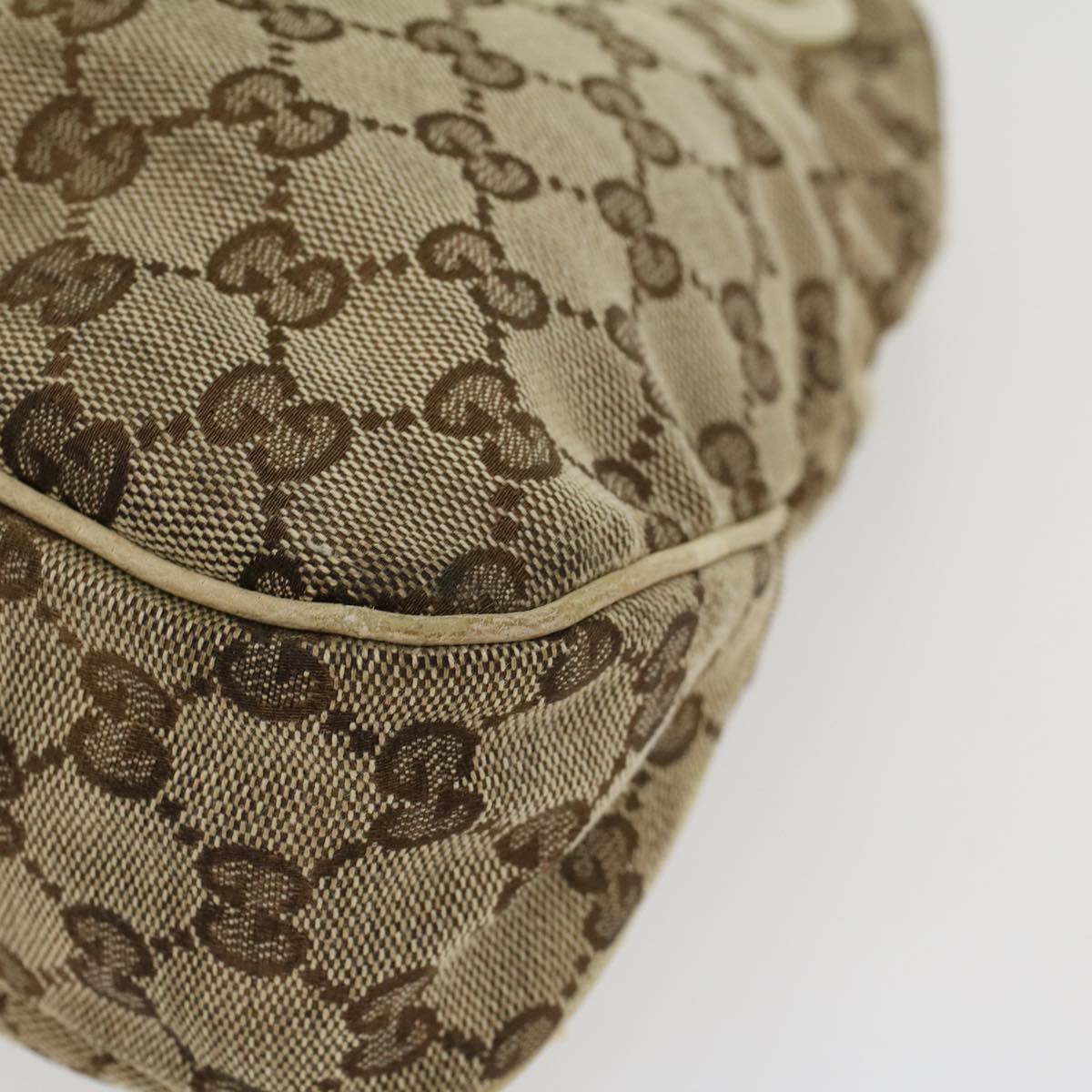 GUCCI GG Canvas Shoulder Bag Beige White 121023  cl571