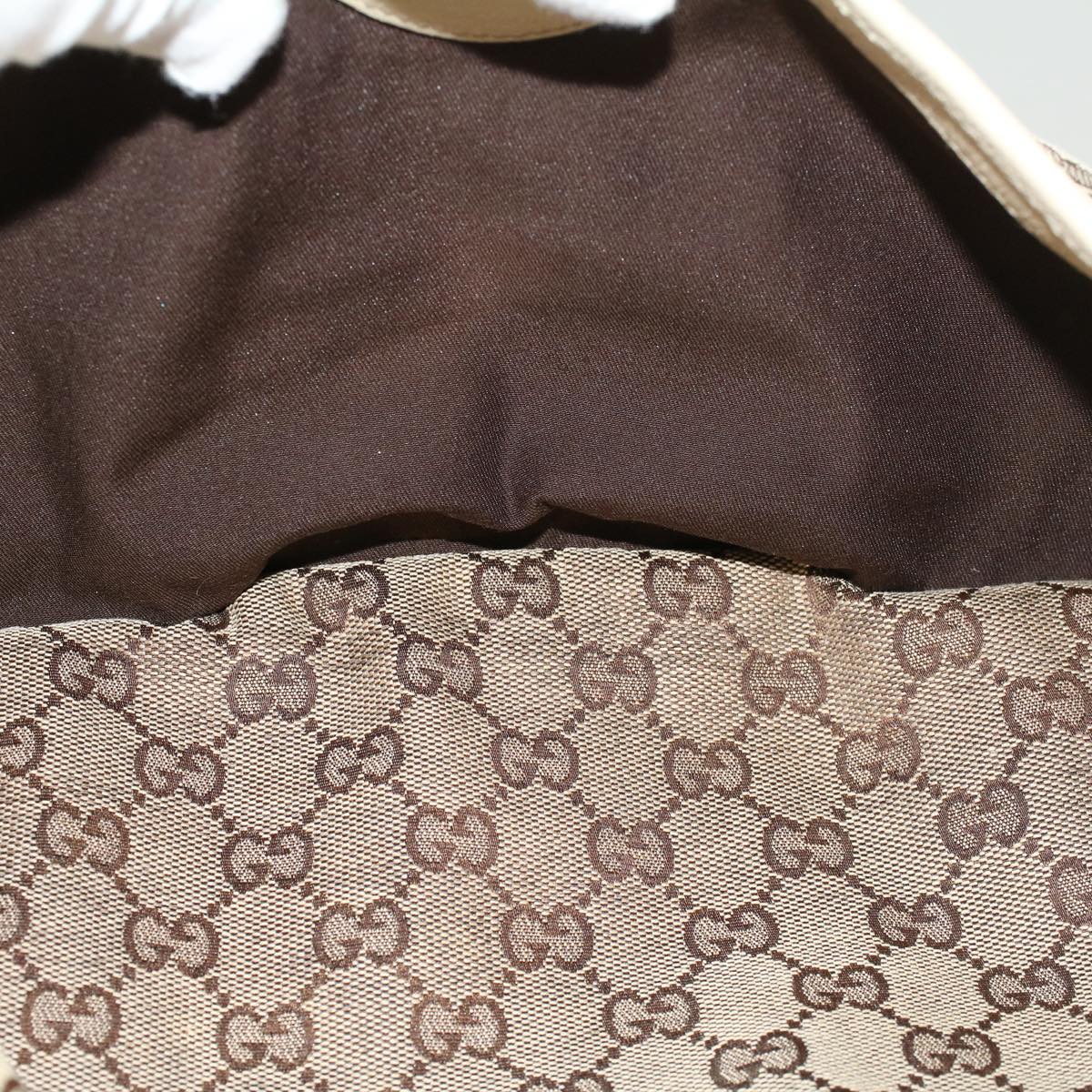 GUCCI GG Canvas Shoulder Bag Beige White 121023  cl571
