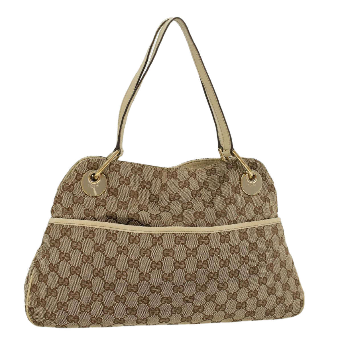 GUCCI GG Canvas Shoulder Bag Beige White 121023  cl571