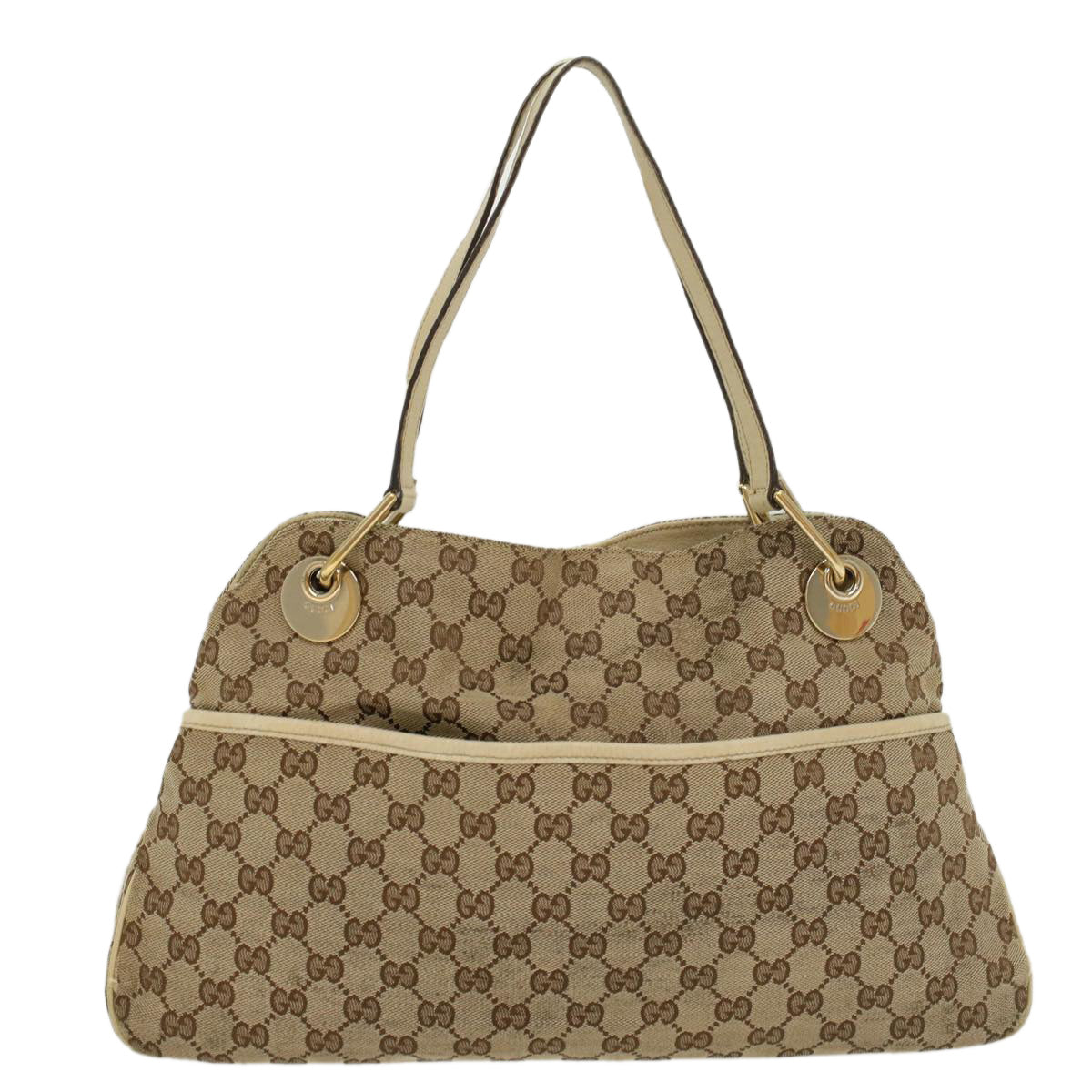 GUCCI GG Canvas Shoulder Bag Beige White 121023  cl571