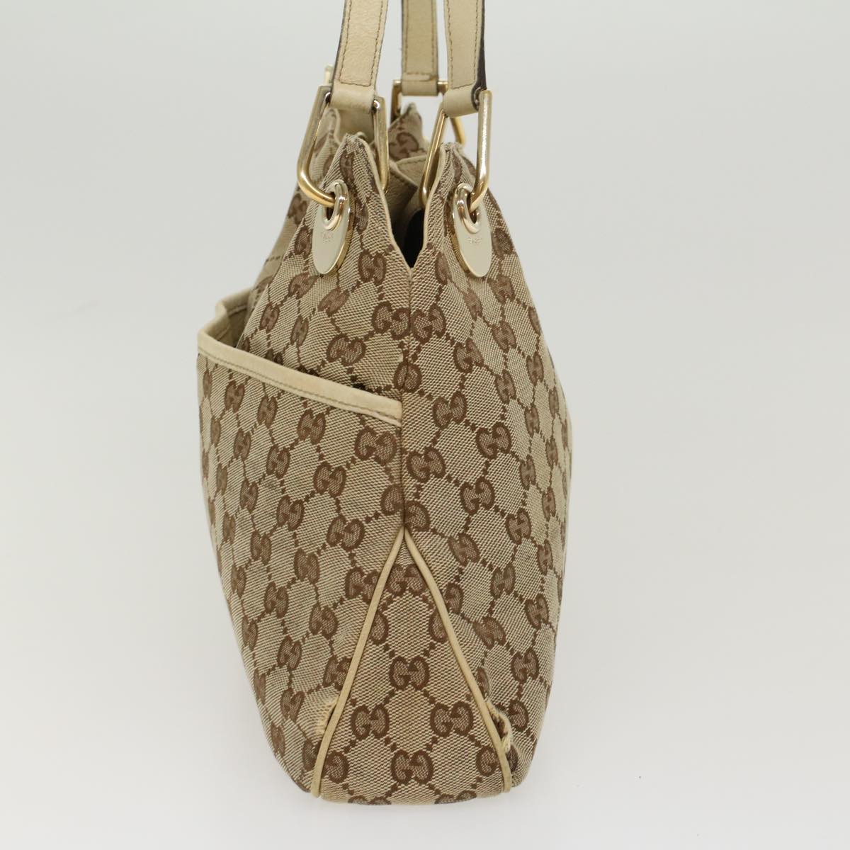 GUCCI GG Canvas Shoulder Bag Beige White 121023  cl571