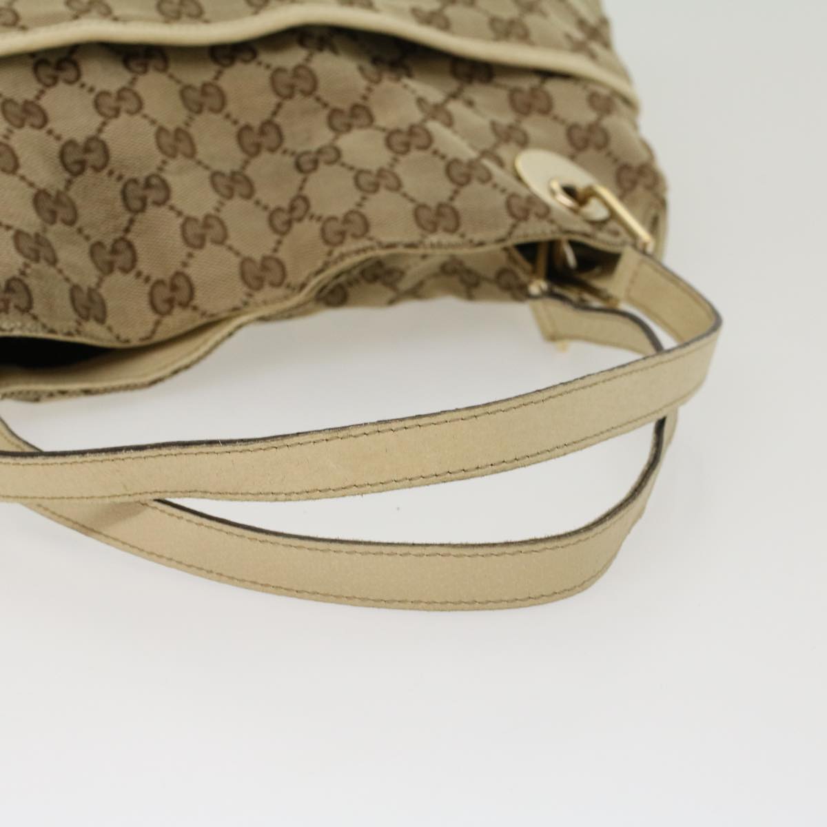 GUCCI GG Canvas Shoulder Bag Beige White 121023  cl571
