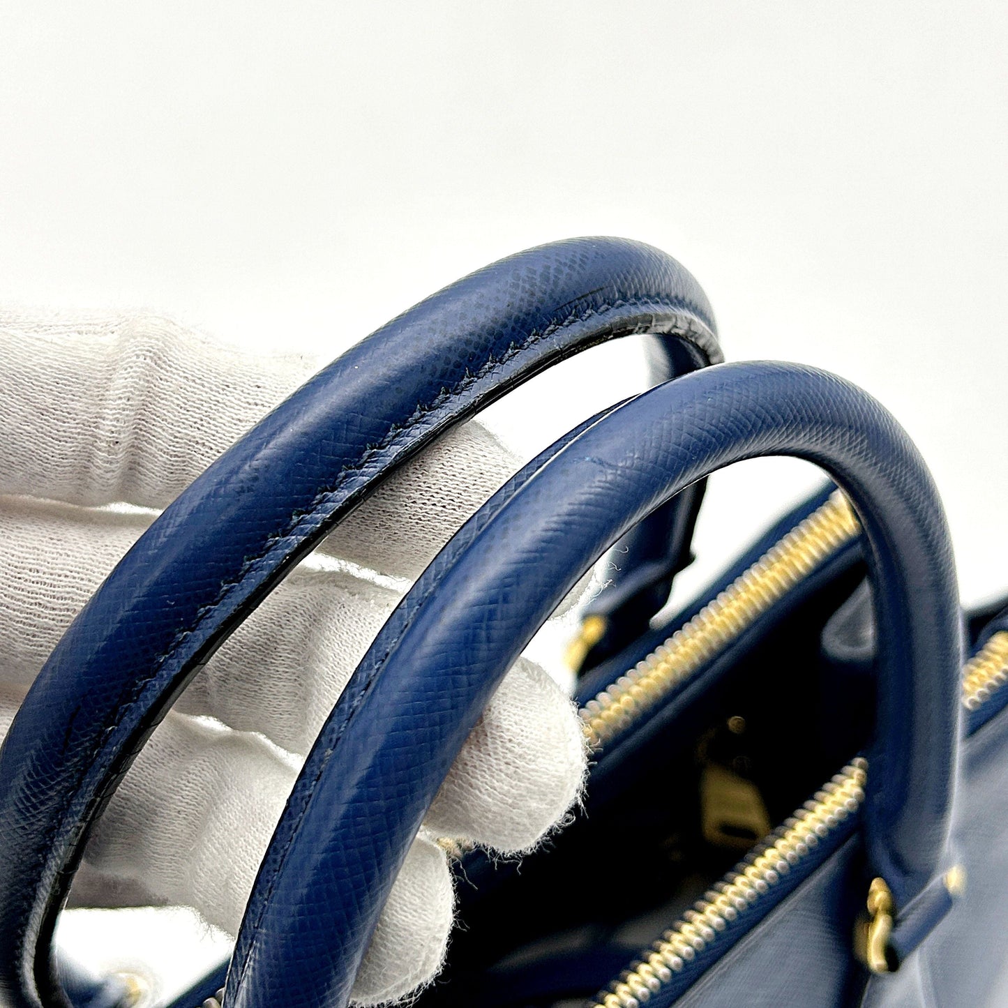 PRADA Saffiano Lux Small Galleria Double Zip Tote Bluette LA5070