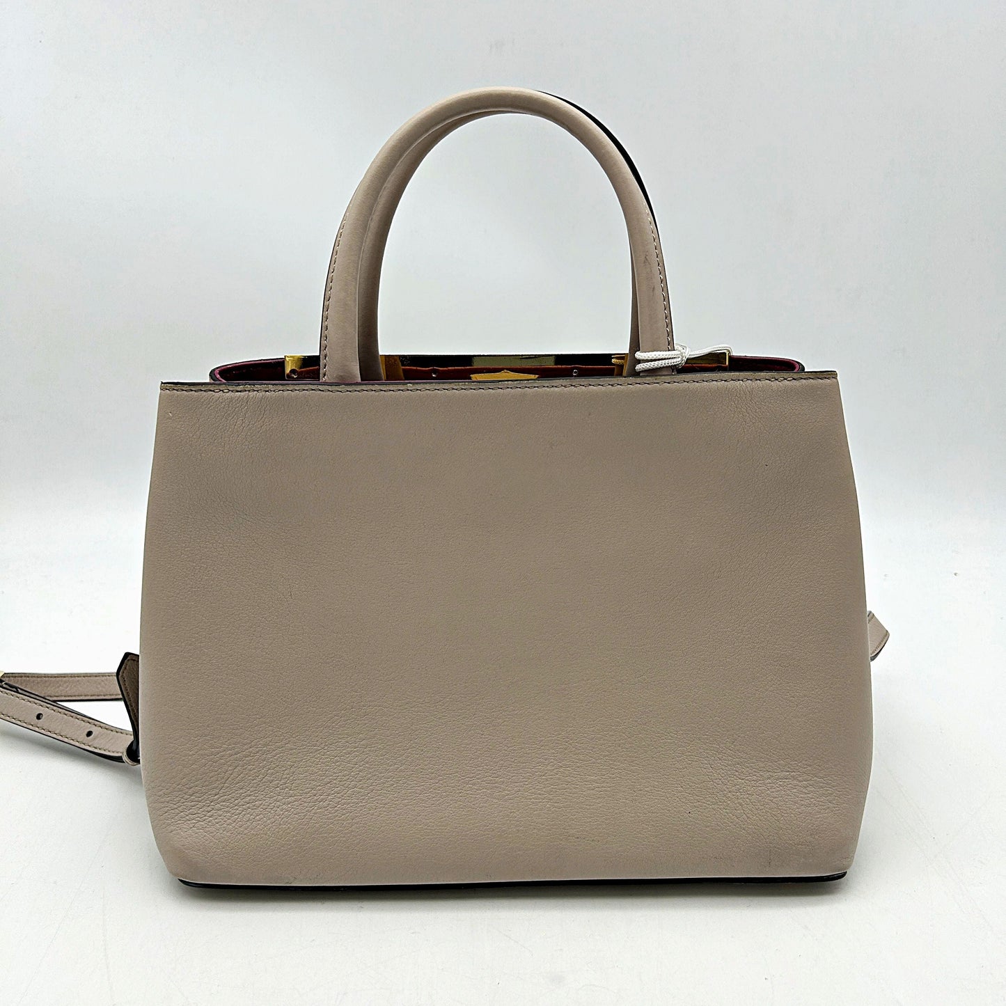 FENDI Vitello Dolce Century Petite 2Jours Tote Grigio Polvere Ciclamino  LA10258
