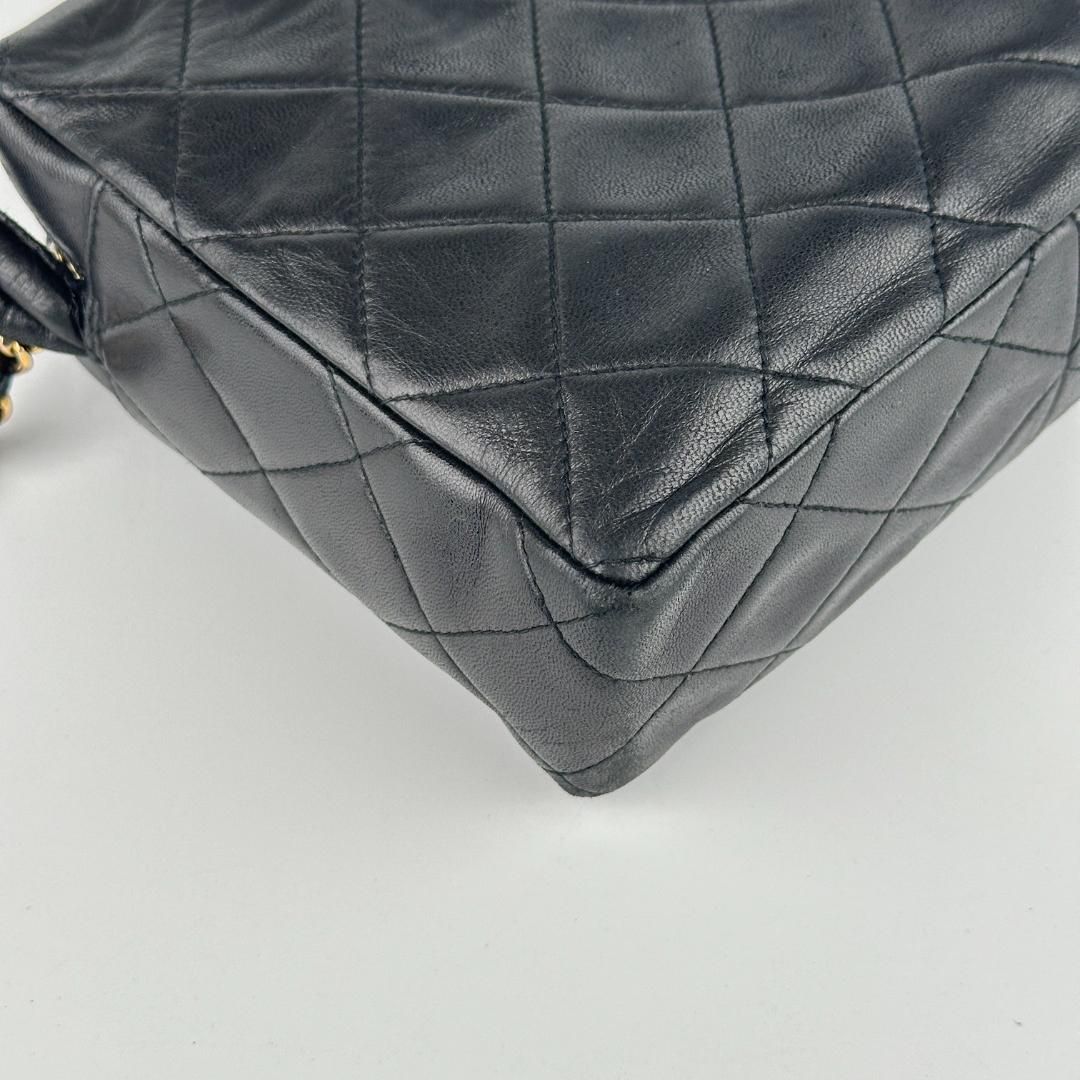 Chanel Vintage Twisted CC Camera Shoulder Bag Quilted Lambskin Small Black MR
